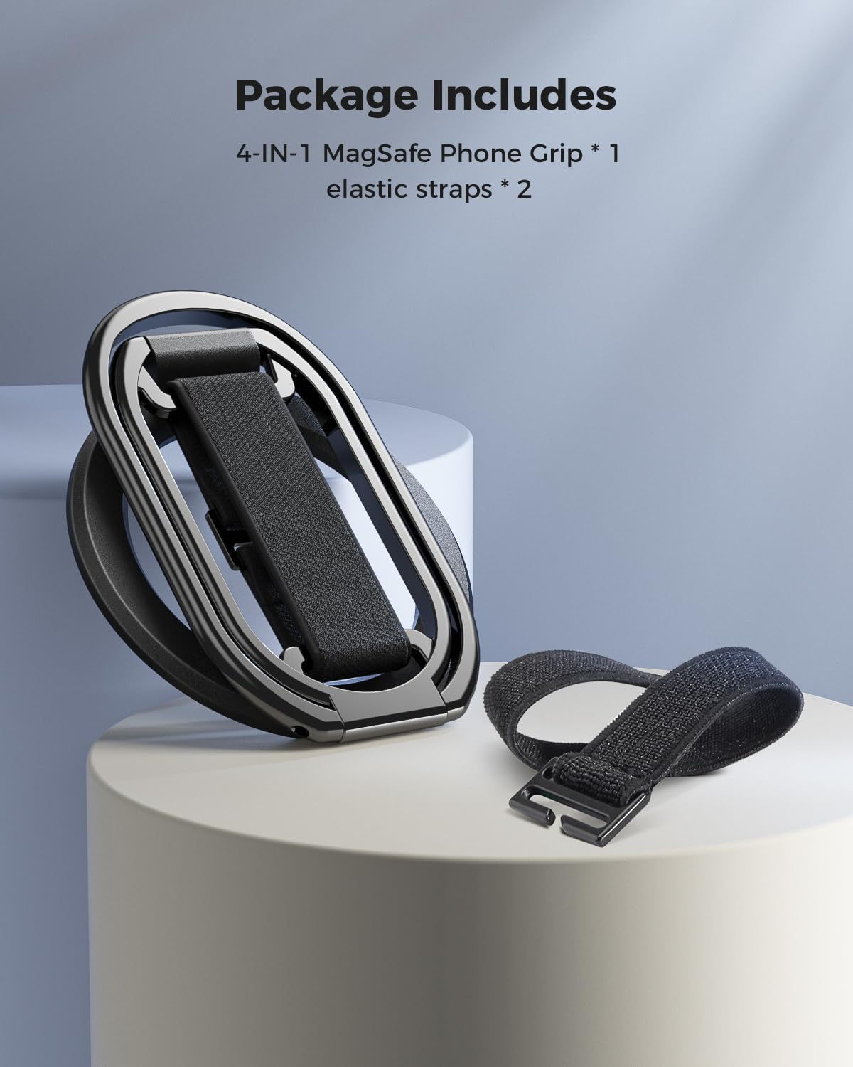 SUPERONE for MagSafe Phone Grip for MagSafe Kickstand Compatible with Mag Safe Finger Loop, 4-in-1 Phone Ring Holder Strap for Mag Safe iPhone 16/15/14/13/12 (Replacement Strap)
