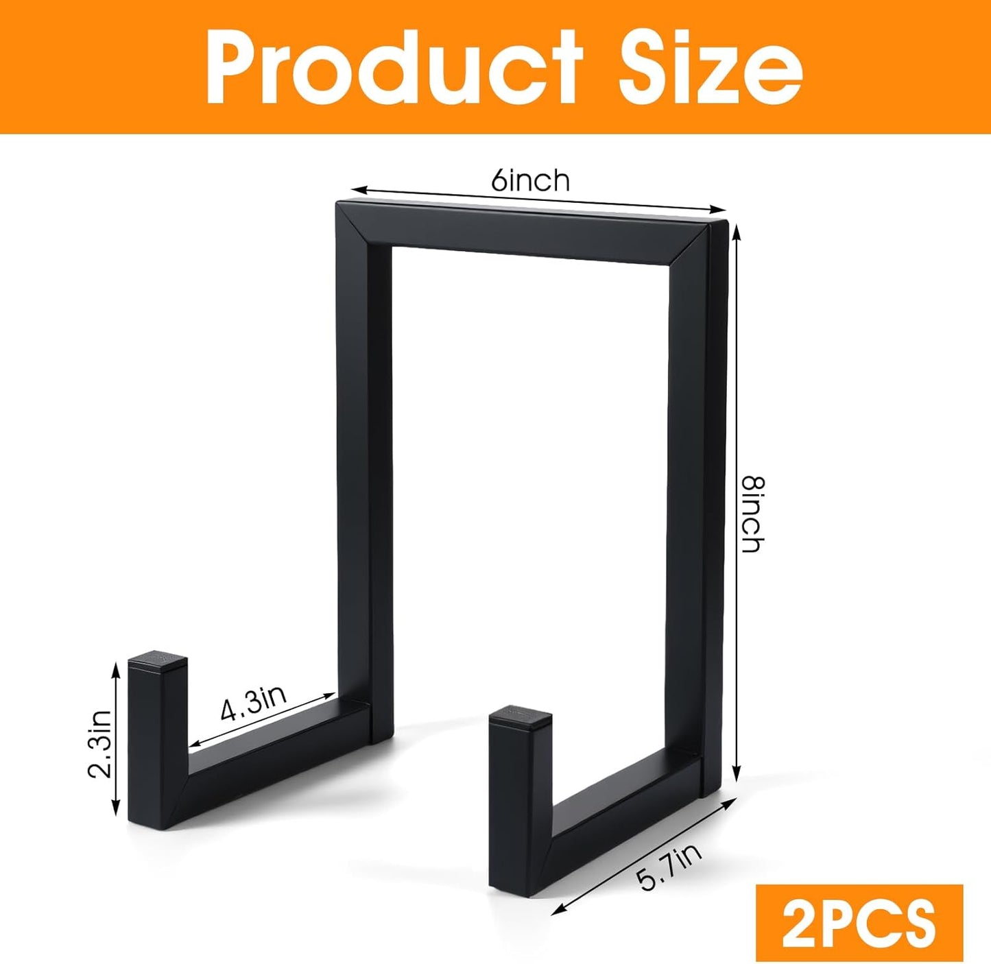 2 Pack Large Plate Stands for Display – 8 Inch Black Metal Easel Stands for Picture Frames, Books, Platters, Photos & Artwork – Industrial-Style Tabletop Display Holder (Iron, 6” x 5.7” x 8”)