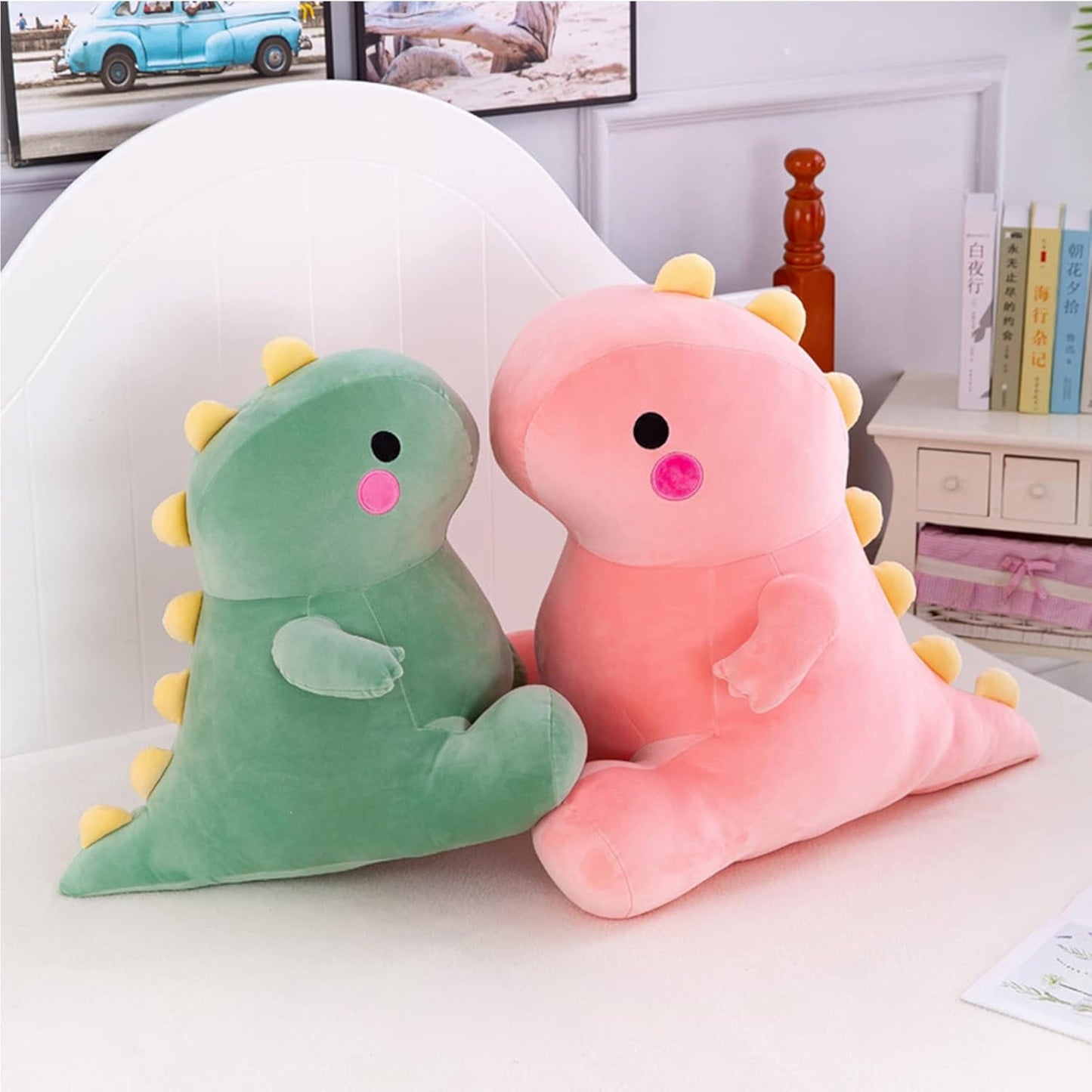 Cute Fat Dinosaur Plush Toys, Soft Stuffed Animals Toys Dolls, Dino Plushies, Cute Birthday Gifts for Kids Girls Boys (Green,8in)
