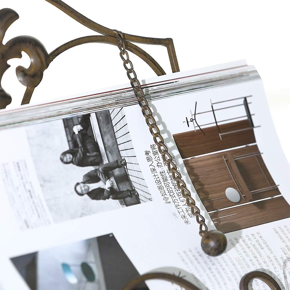 Jemeni Cookbook Stand, Metal Fleur De Lis Cookbook Holder Recipe Stand for Kitchen, Antique Brown Finish……