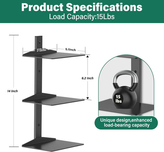Invisible Floating Bookshelf for Wall Mounted, 2 Pack Black Spine Book Tower, 6 Tier Vertical Book Organizers, Heavy Duty Floating Book Shelves – No Assembly Required, for Office, Bedroom, Kids Room