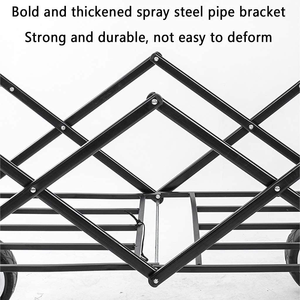 Outdoor Folding Utility Wagon Outdoor Folding Trolley with Telescopic Push Rod Utility Garden Cart with Tabletop Camping Trolley on Wheels Hand Cart Load-Bearing 100kg / 220lbs (Style 1)