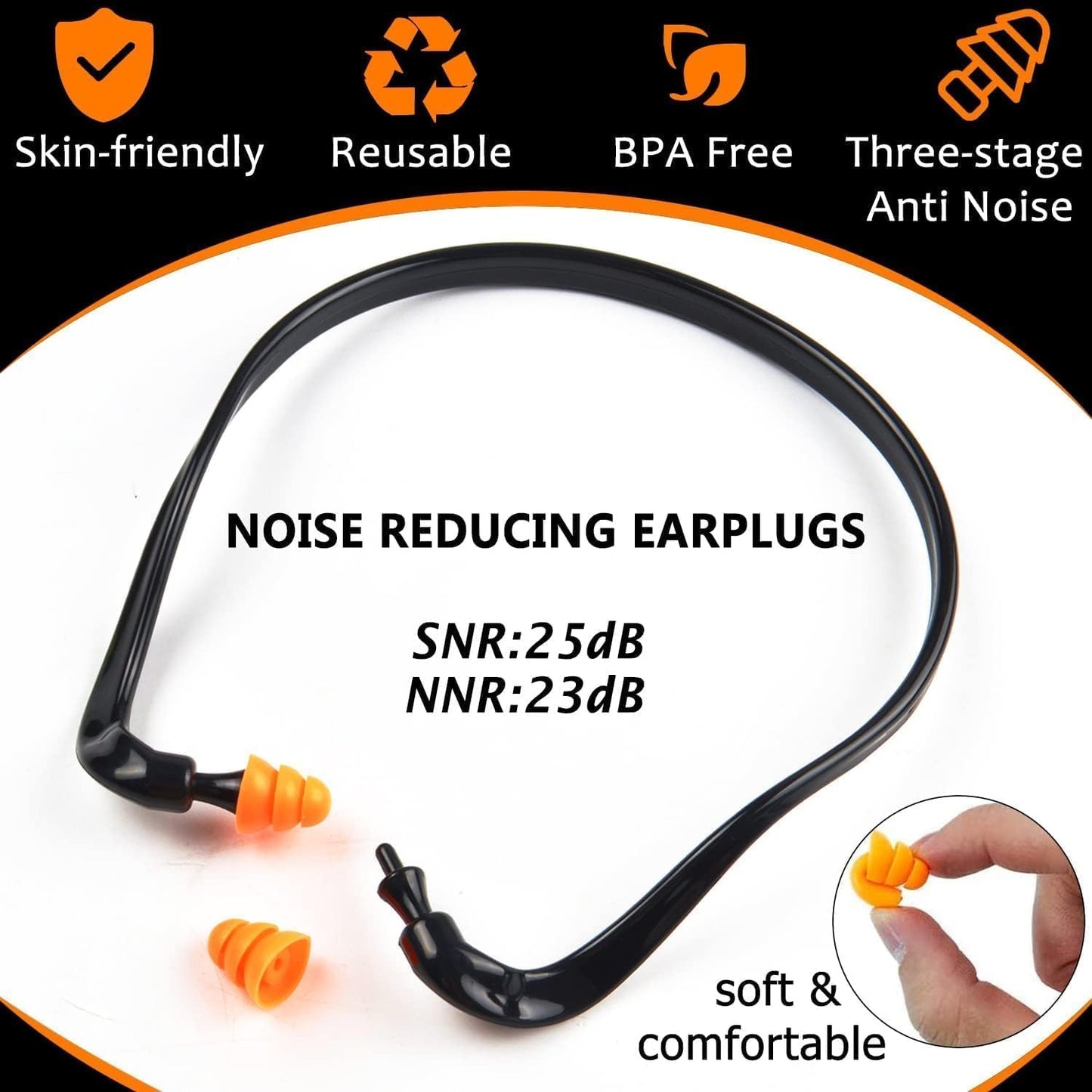 Noise Cancelling Ear Plugs，for Shooting Range Noise Cancelling、Reusable Washable Ear Protection with Silicone Tips for Construction Lawn Mowing、Welding Worker Shooter Hearing Protection（8Pairs）
