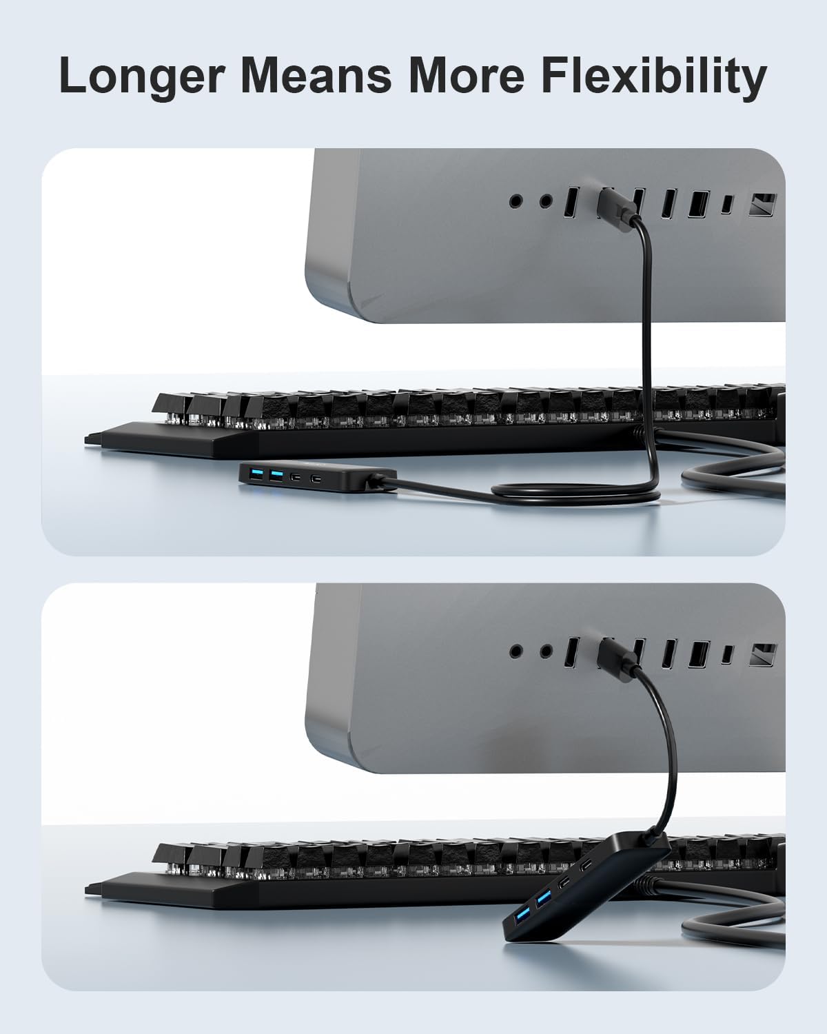 Dual USB C USB A 3.0 Hub: 4 Ports USB Hub with 2* USB-C 3.0 and 2* USB-A 3.0, Ultra Slim Portable USB Splitter Adapter for Laptop, PS4, Flash Drive, HDD, Xbox, Printer, Keyboard, Computer Accessories
