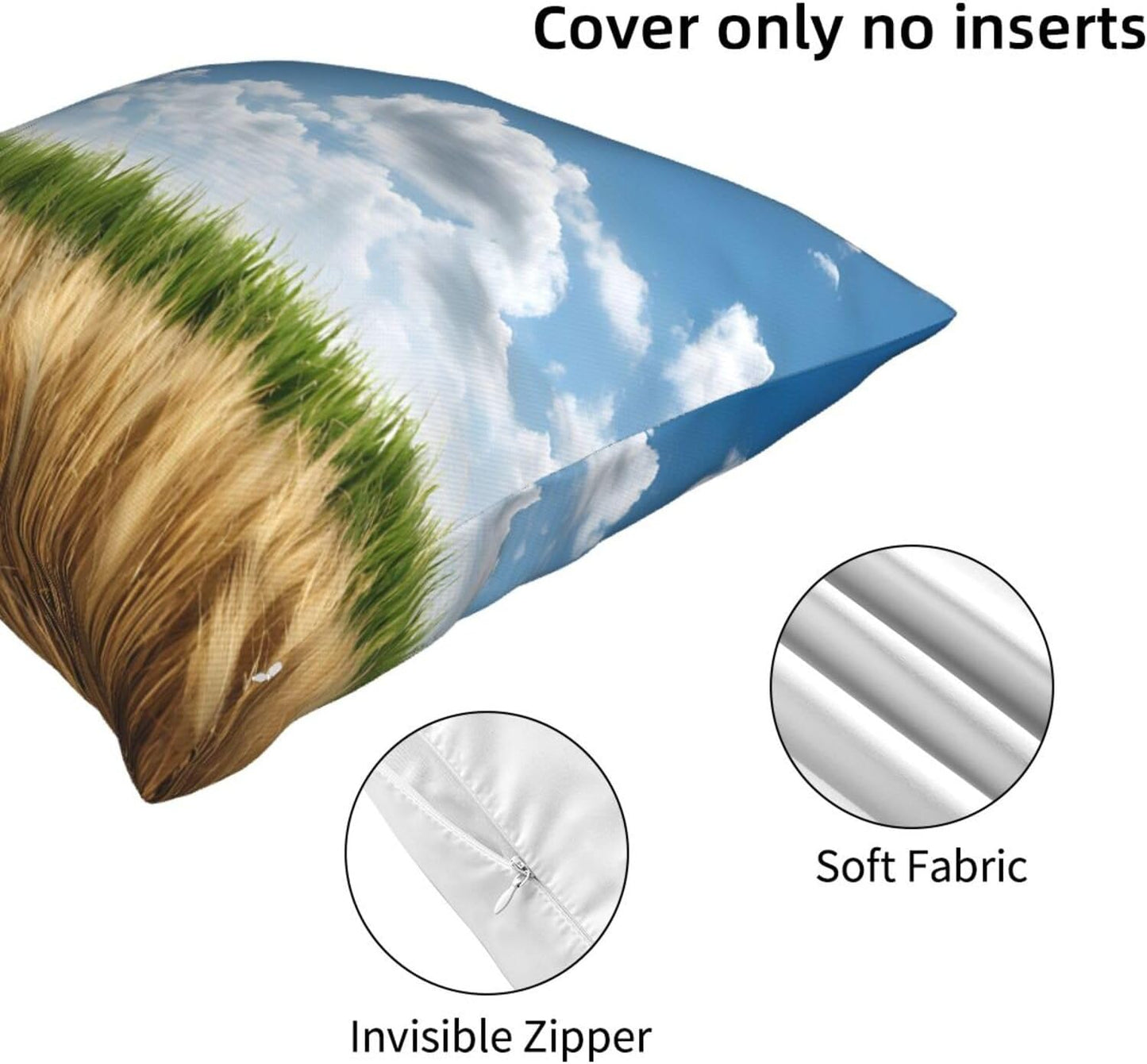 All-Season Square Pillow Covers 18"X18", Wheat Field, Decorative Throw Pillow Covers for Sofa Bed Couch, Hidden Zipper Cushion Cover, Square Lumbar & Accent Pillowcases for Home Decor