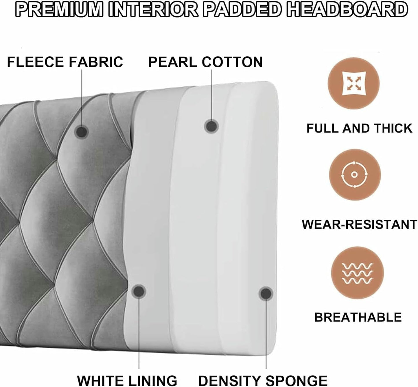 Rectangle Headboard Cushion Bedside Support Cushion Large Backrest,Fleece Reading Pillow Wall Pillowboard Neck Lumbar Upholstered Bedroom Daybed Bolster,Gray1,Straps 79"/King