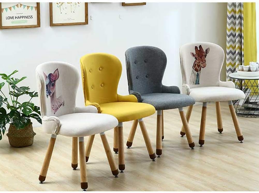 Comfortable Chair Dining Chairs,Cotton Linen Upholstered Lounge Chair Makeup Stool,Accent Side Chairs with Solid Wood Legs(Highly fine-tunable),for Restaurant/Pub/Cafe/Living Room/Hotel/Kitchen Lei