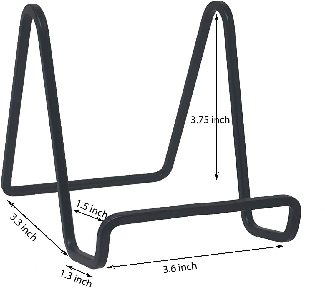 (4 Pack) Tetra-Teknica DS02-B 4 Inch Square Wire Display Stand for Plate, Artwork, Picture Frame, Plaque and More, Color Black