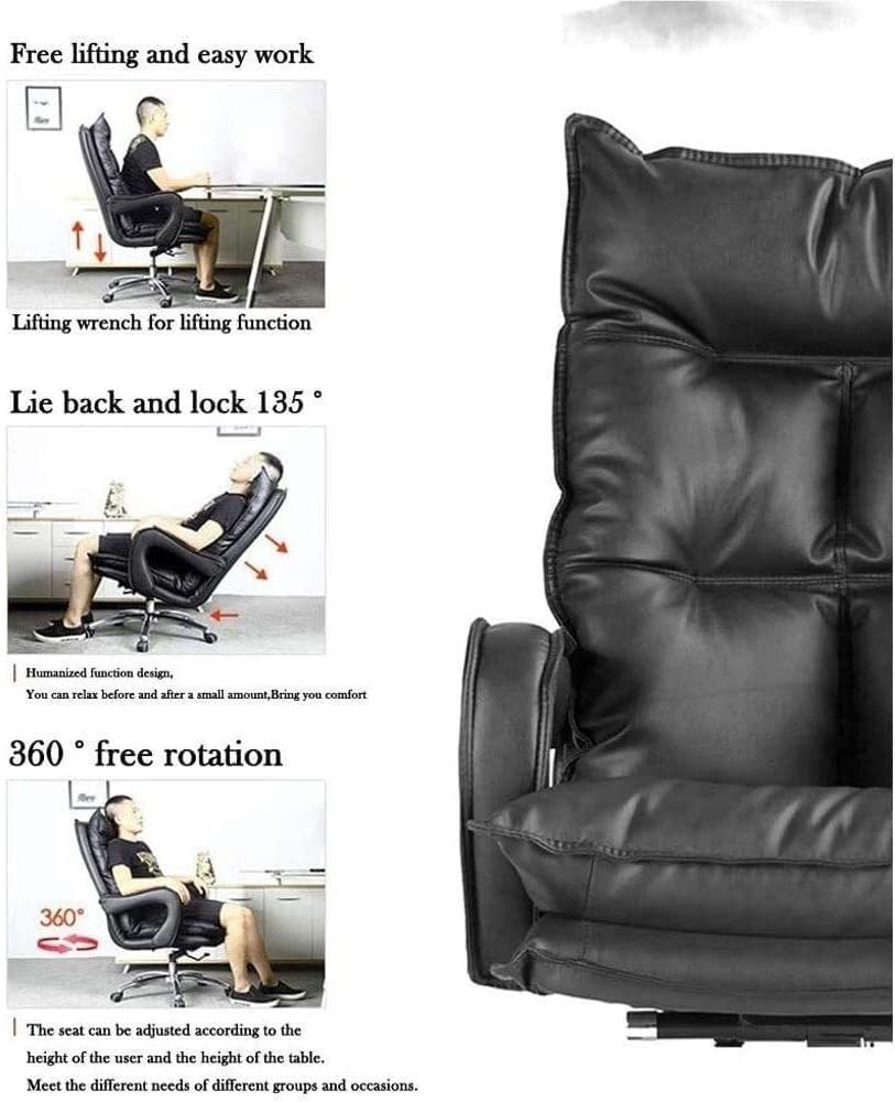 Big Tall Executive Boss Office Chair Adjustable Swivel Lumbar Support Classic Ergonomic Managerial Chairs for Meeting Room Lunch Break Reading(White)