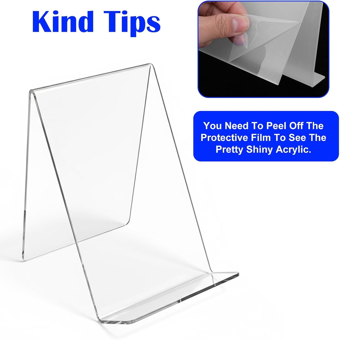 15 Pack 4x5 Inch Acrylic Book Stand Clear Display Easel Holder for Books, Tablets, Pictures, CDs, Artworks, Albums, Magazines, Postcards