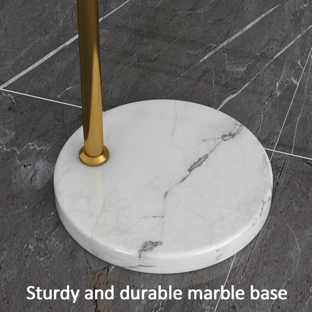 Gold Floor Lamp Adjustable Height Angle Floor Lamps Sofa Side Standing Reading Light Rust-Proof Iron Tall Lights Marble Base Linen Shade Pole Lamp E27 Base for Classroom Dorm Room