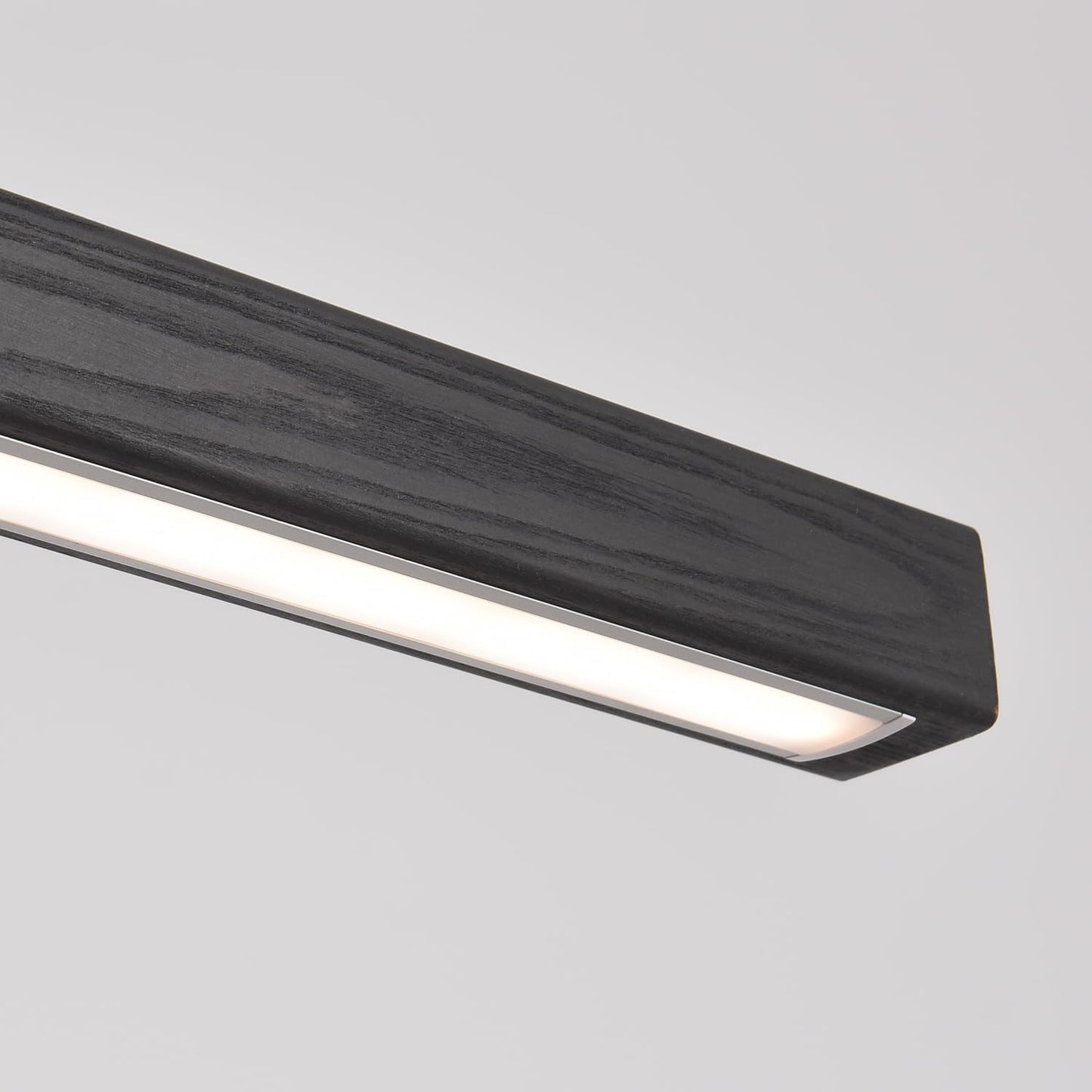 39" Black Linear Pendant Light Wooden Led Modern Linear Chandelier Ceiling Hanging Dimmable Pendant Lights for Dining Room Kitchen Island Pool Table Lights Black Wood Finish