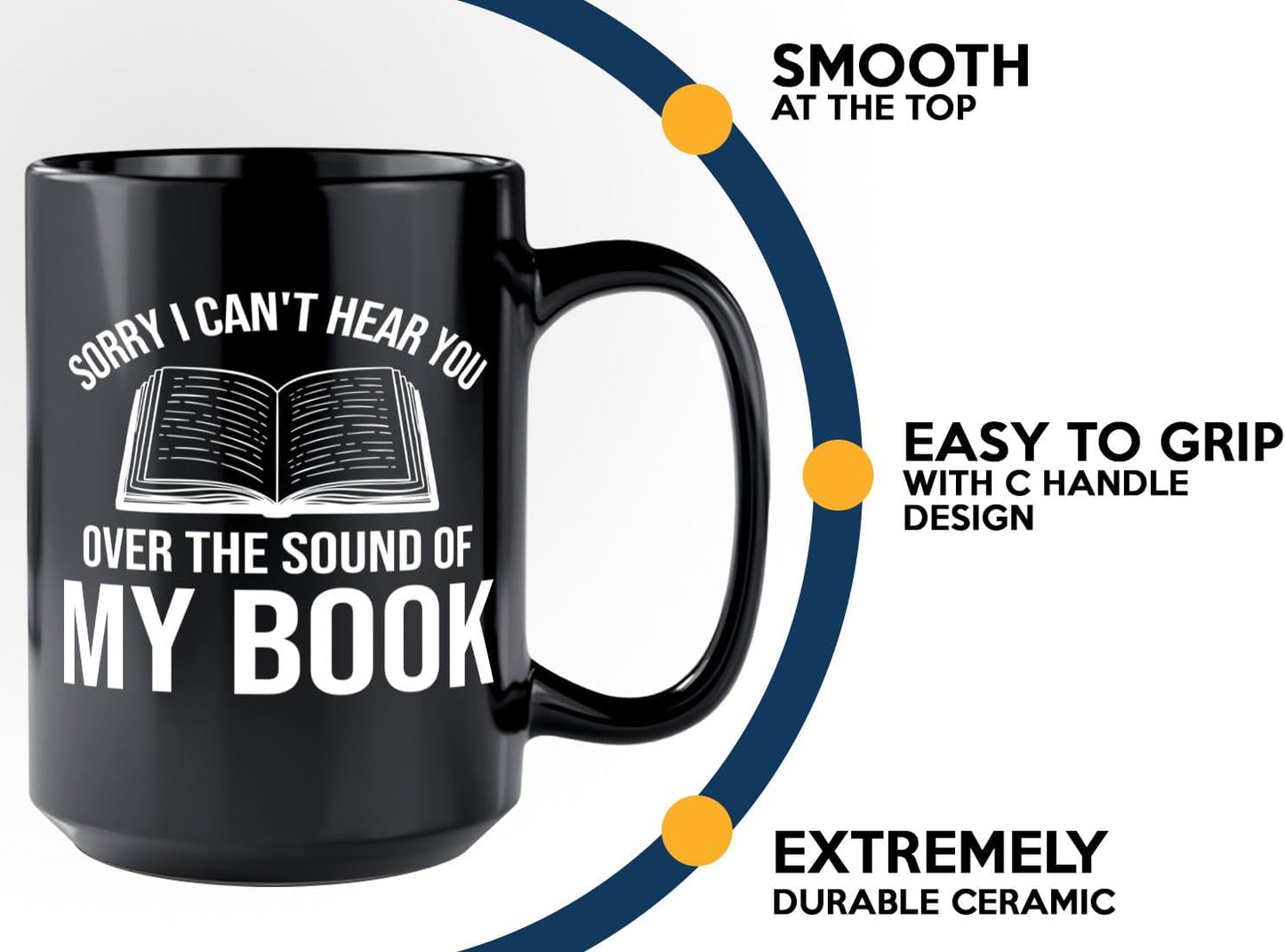 Book Lover Coffee Mug 15oz Black -Sorry I cant - Bookworm Literature Library Book Lover Reader Booked Editor Intellectual Studious