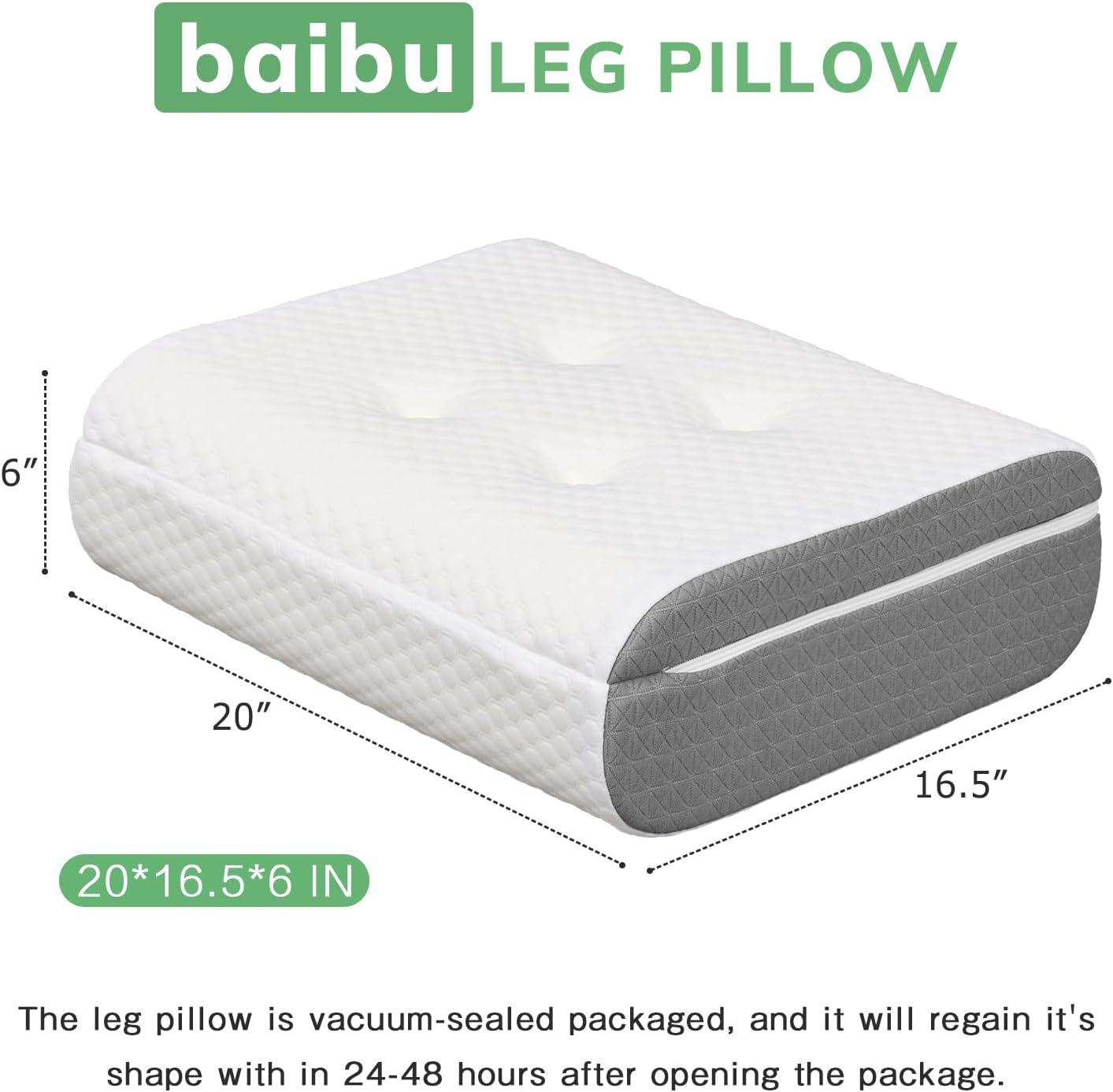 baibu Leg Elevation Pillow, Dual-Layer Foam Wedge for Legs and Knee Support, Feet Elevation Pillow for Sleeping, Blood Circulation & Swelling Relief, White