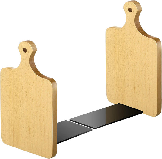 Jetec Wood Bookends, Kitchen Cookbook Bookends Quality Cutting Board Decorative Wooden Book Ends for Office Files Magazine Kitchen Books(Natural Wood Color,Beech)