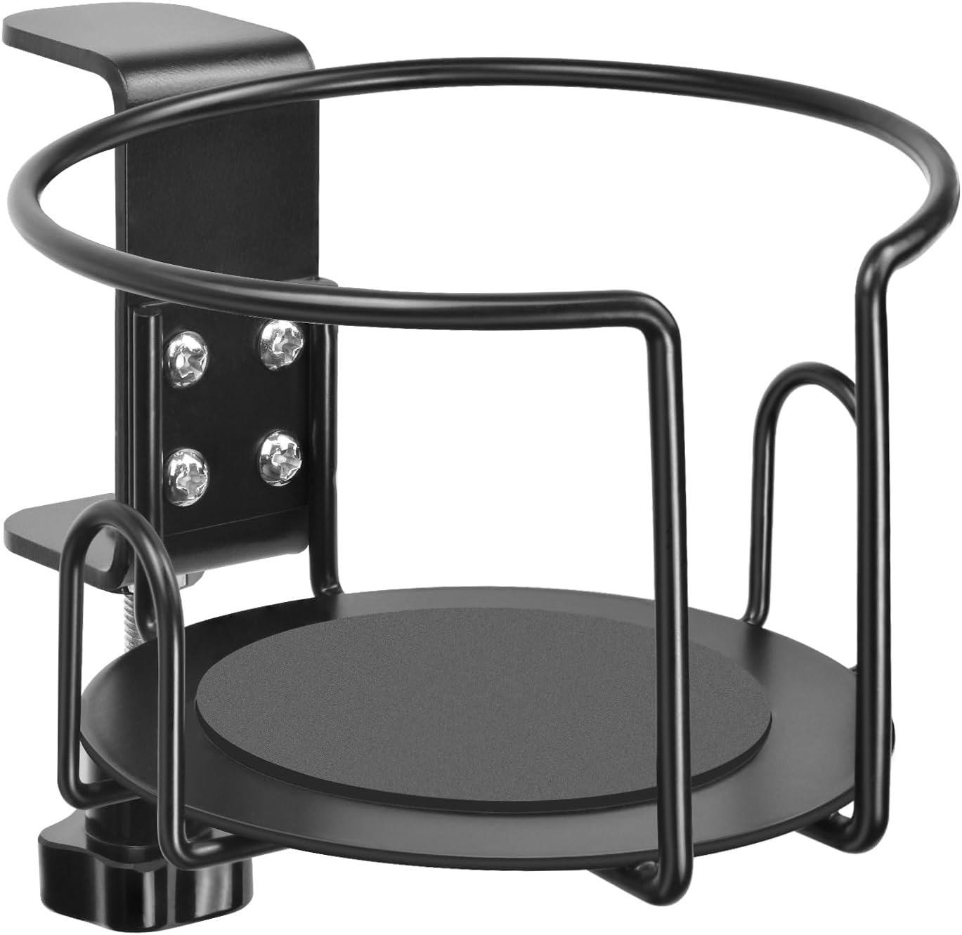 Upgraded Cup Holder, Gaming Desk Accessories Anti-Spill Drink Cup Holder for Table Edge or Chair Armrests, Clip on Desk Side Cups Holders for Home or Outdoor Camping -Black