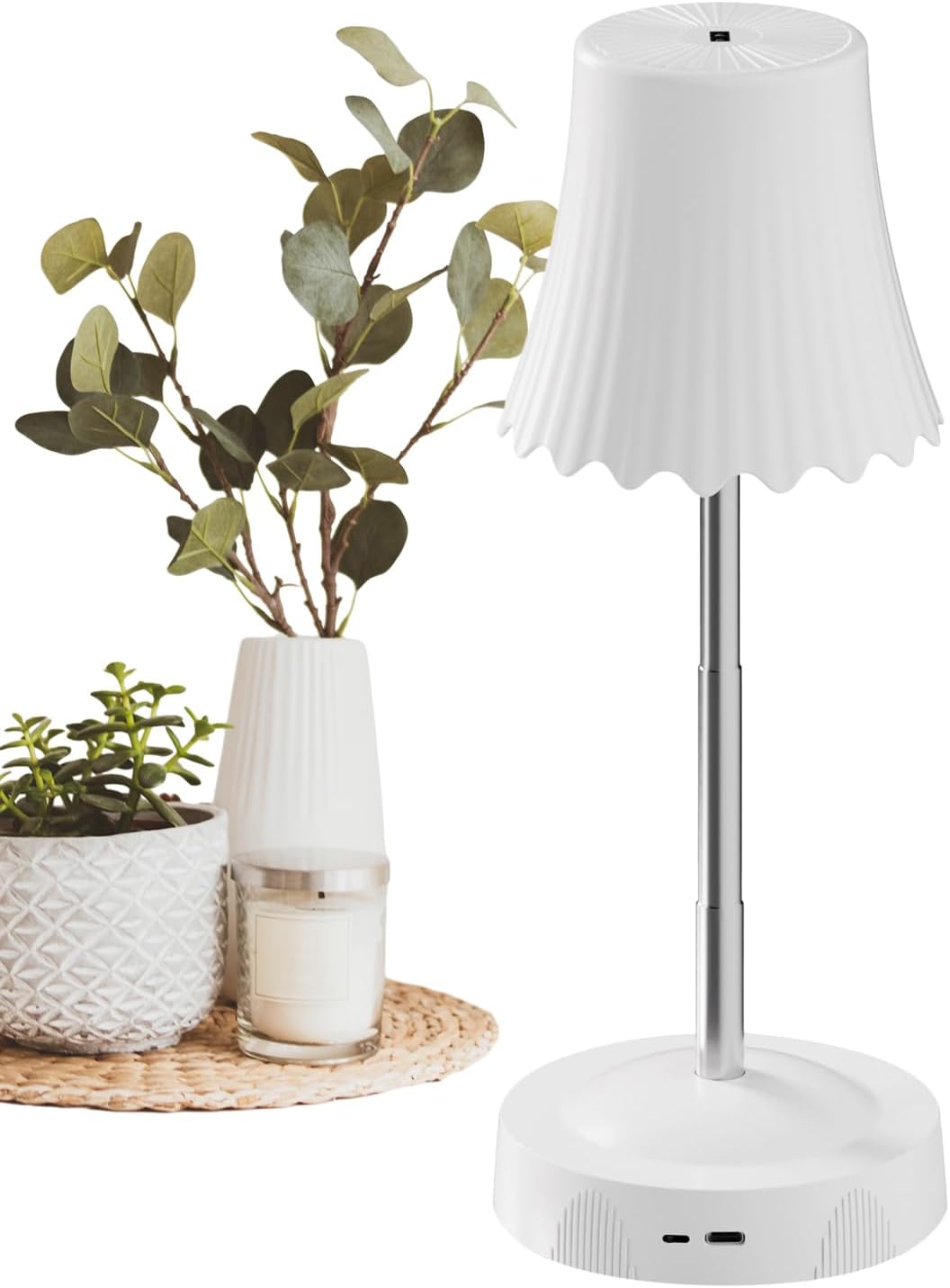 Cordless Desk Lamp - Rechargeable Adjustable Height Ambient Table Light, Battery-Powered Smart for Reading and Decoration, Table Lamp for Bedroom Living Room Kitchen Nightstand Restaurant