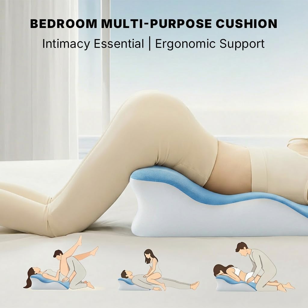 Memory Foam Ergonomic Wedge Pillow for Bed, Lying, Leaning, Reading - Prone Pillow for Neck Pain Relief and Sitting Up, Enhanced Support, Bed Rest Pillow for Enhanced Comfort