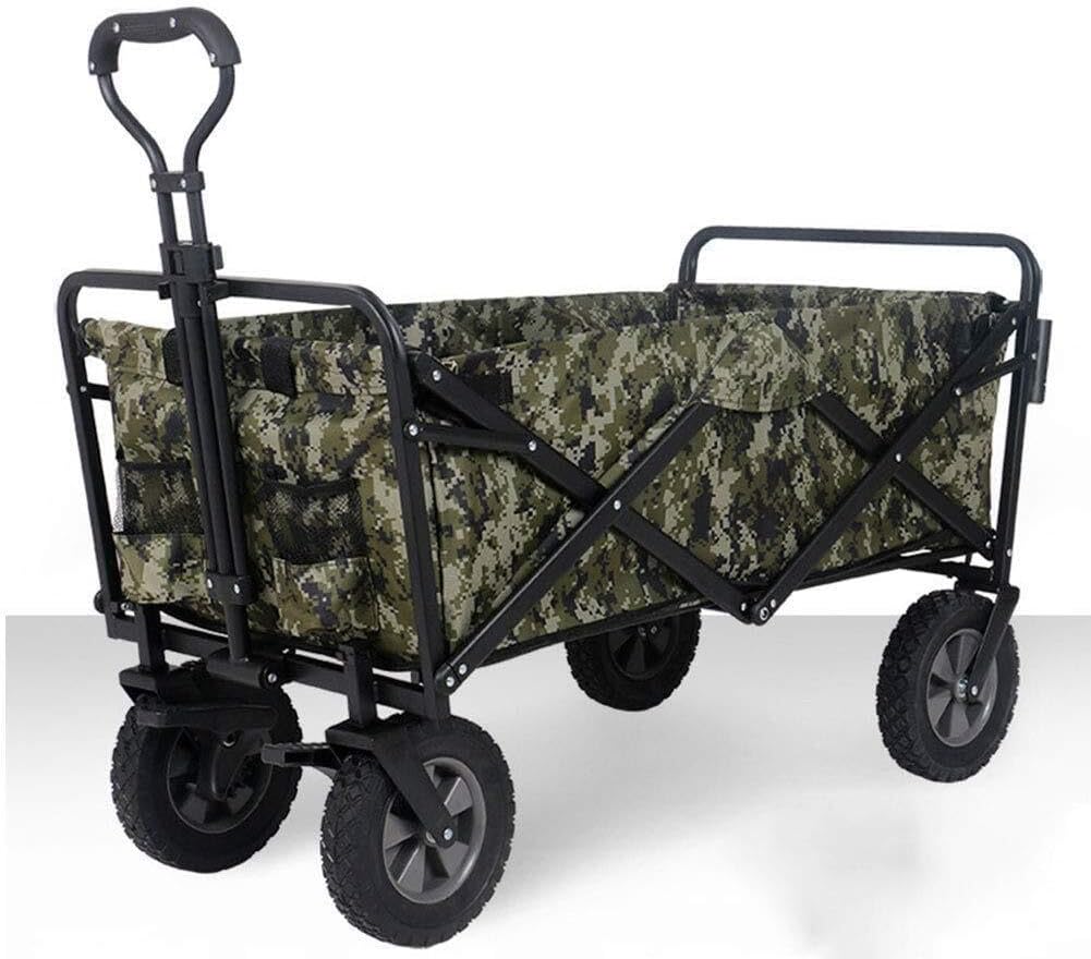 Folding Utility Wagon Trolley with Brakes, Adjustable Handle, Silent Bearing Wheels, 80kg Load Capacity, Purple(Type 4)
