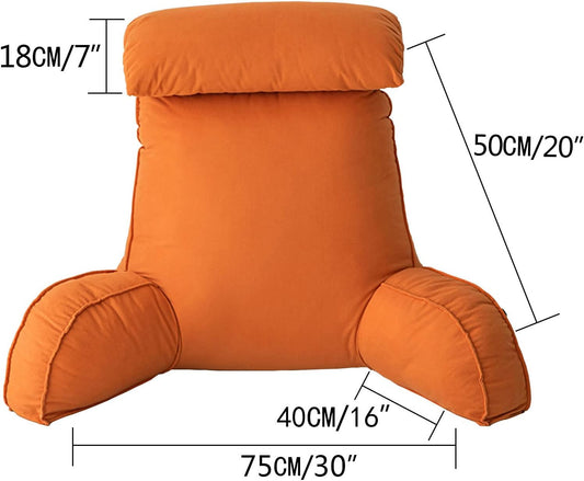 reading pillow,cuddle cushion, Back Support Large Waist Pillow, Backrest Pillow with Armrest, Lumbar Support Cushion, Great As Backrest For Books Or Gaming, Removable Cover and Pockets 75 * 40 * 58cm(