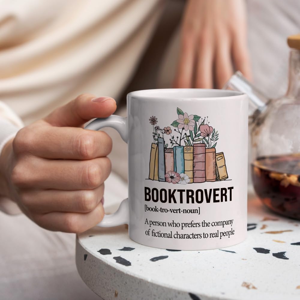 Book Lover Mug -Funny Bookish Gifts for Women, Book Club Gift, Librarian Reader Gift for Bookworms, Reading Themed Coffee Mugs - Drink Coffee Read Books Be Happy