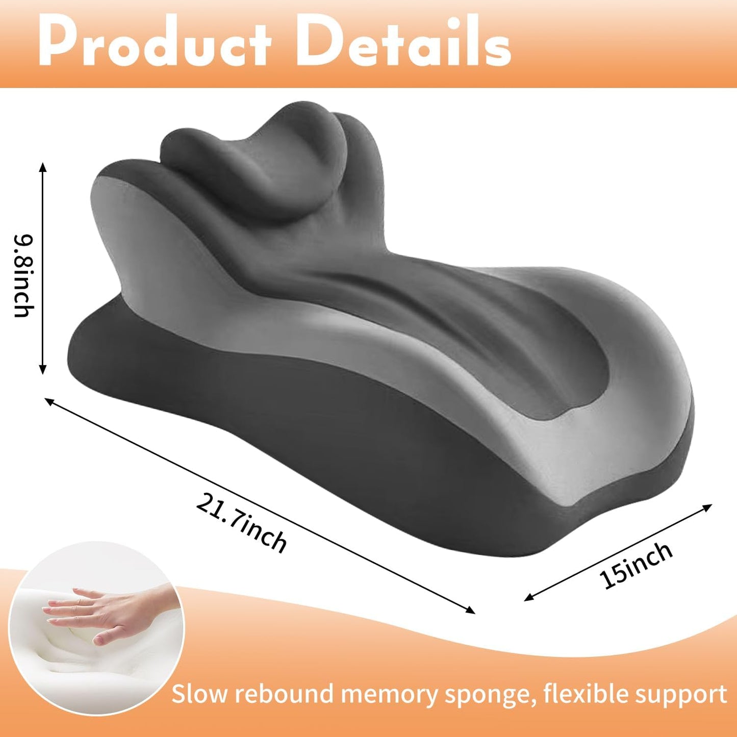 Sweet Spot Pillow Intimacy Pillows for Couples 27° Angle Ergonomic Memory Foam Positioning Cushion Butt Cushion Support Neck Waist Washable Pillowcase(Light Gray)