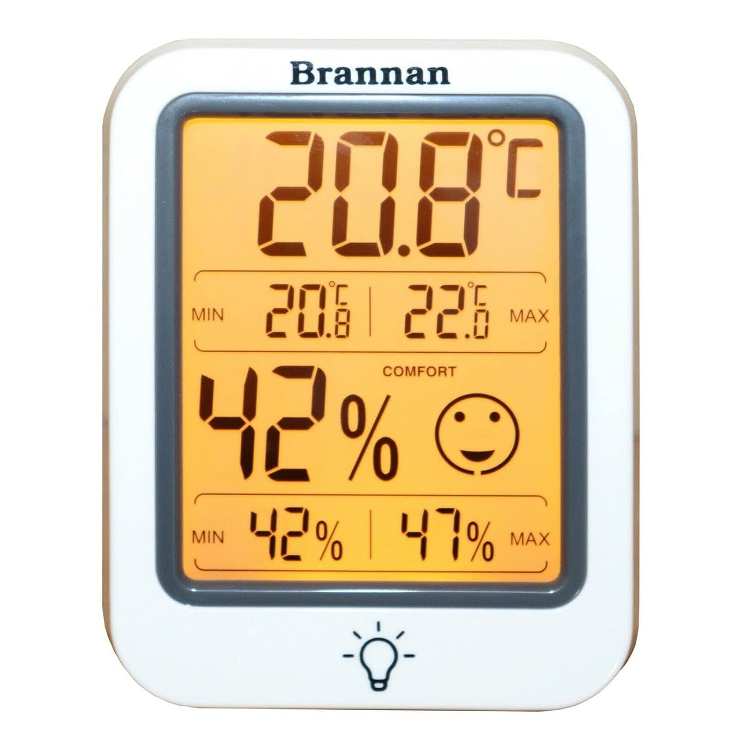 Brannan Digital Room Thermometer Hygrometer Indoor Humidity Meter Accurate Temperature Max Min Recording Backlight LCD Display Monitor Home Office Baby Room Nursery Greenhouse