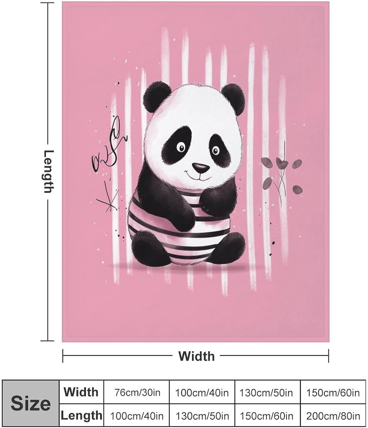 Pink Striped Panda Throw Blanket for Couch Super Soft Warm Lightweight Throw Blankets Cozy Flannel Bed Blanket Cute Decorative Blankets for All Seasons Home Decor Gift 30"*40"（76 * 100cm）