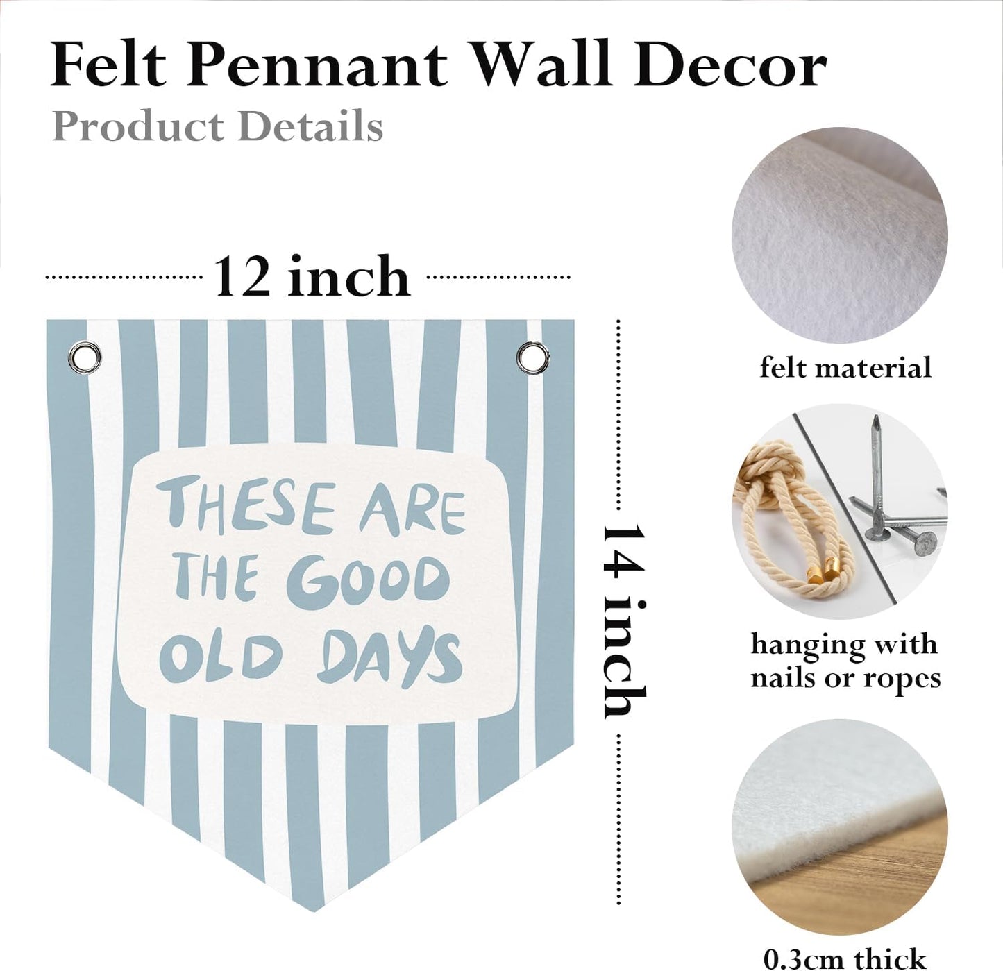 Kids Playroom Wall Decor, These Are The Good Old Days Sign Playroom Banner Pennant Flag, Kids Nursery Toddler Bedroom Play Room Wall Decor Hanging Banners, 12x14 Inch