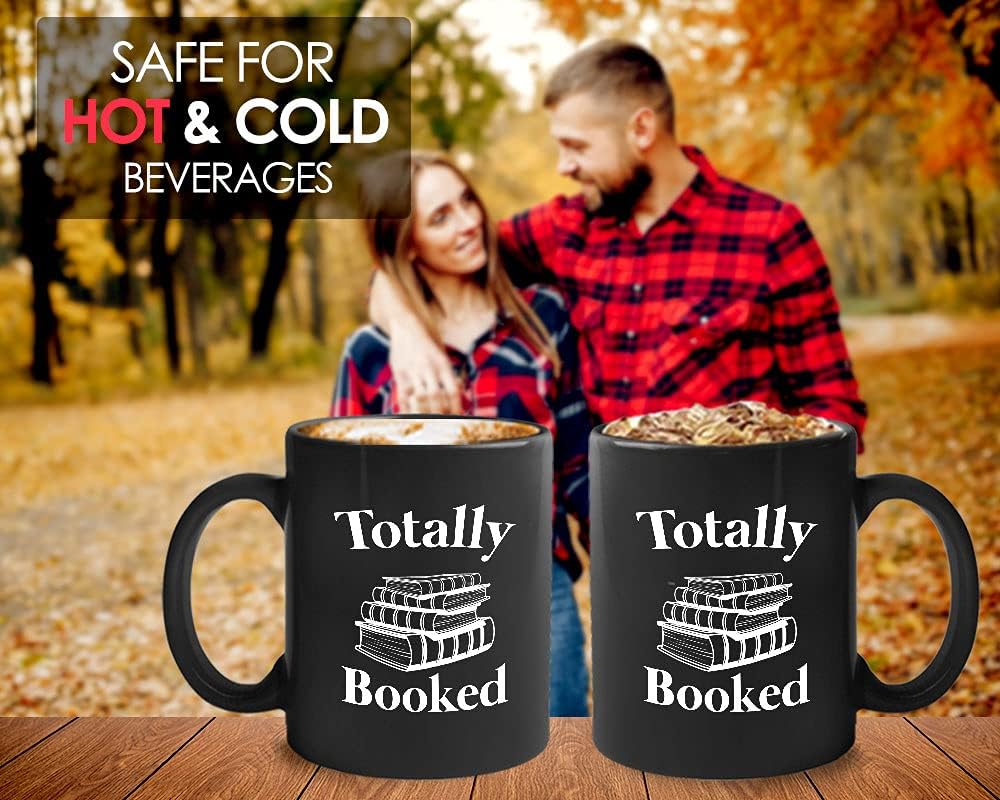 Bubble Hugs Book Lover Coffee Mug - Totally Booked - Bookworm Literature Library Novelist Writer Editor Reader Librarian Studious Bibliophile 11oz Black