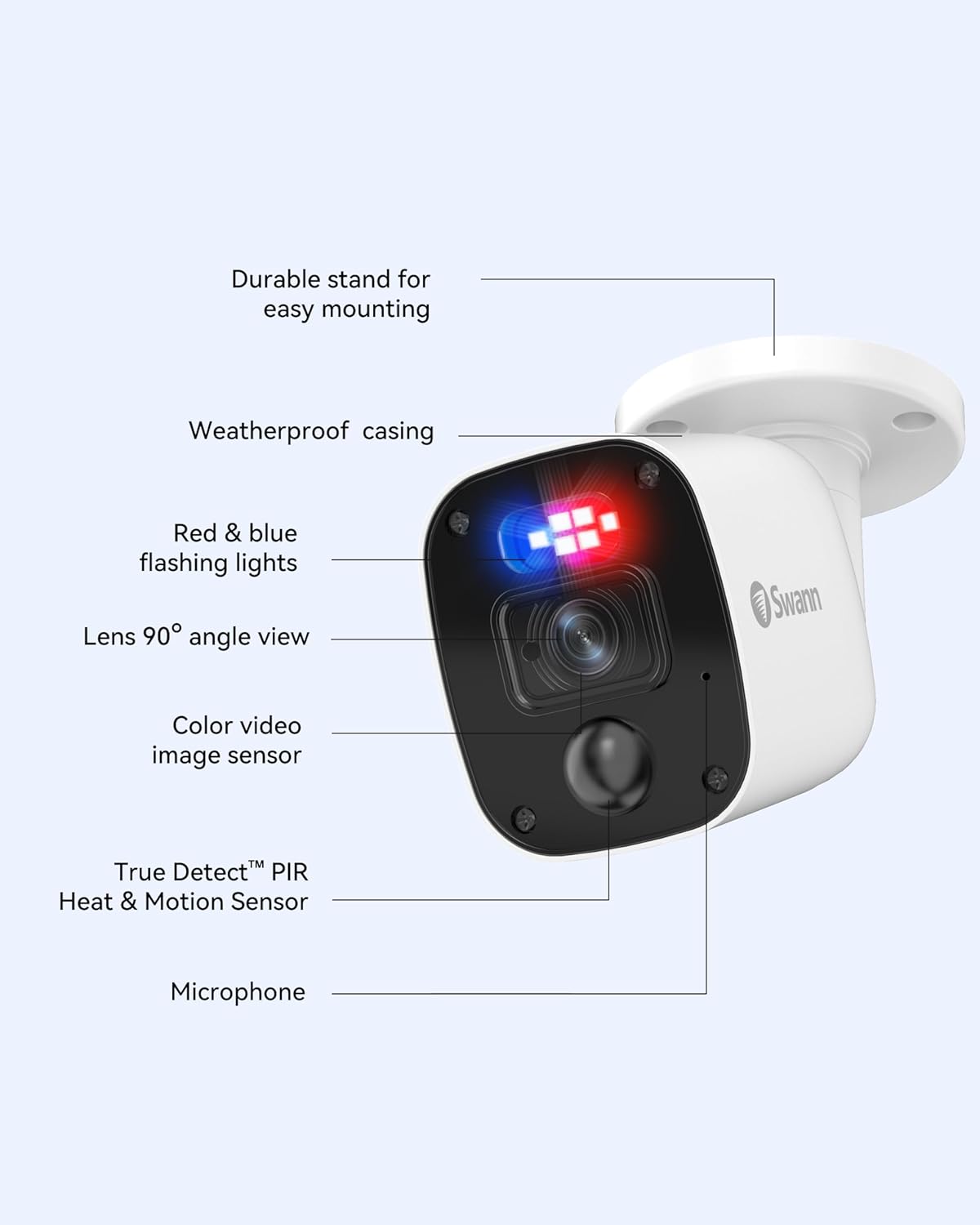Swann 1080p Bullet Camera (Add-on)-High-Resolution Wired Security Camera with Night Vision & Motion Sensor Technology–Smart Human/Vehicle Detection for Home Surveillance