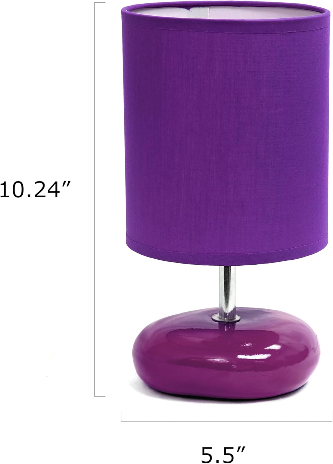Simple Designs LT1153-PRP Petite Circle Stone Table Lamp for Bedroom, Kids Room, Office, Living Room, Nursery, Reading Nook, Purple
