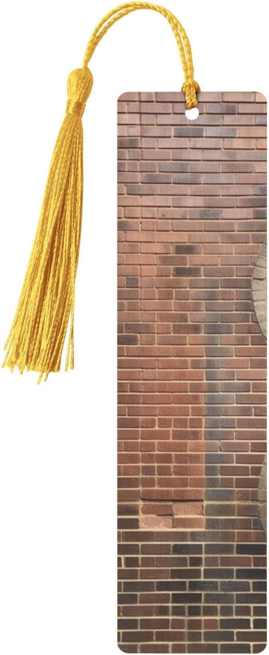 Vents in Brick Wall Bookmarks Gifts for Women Men, Wooden Bookmarks for Book Lovers, Vintage Book Marks Ornaments with Tassel, Unique Personalized Reading Page Markers Gold