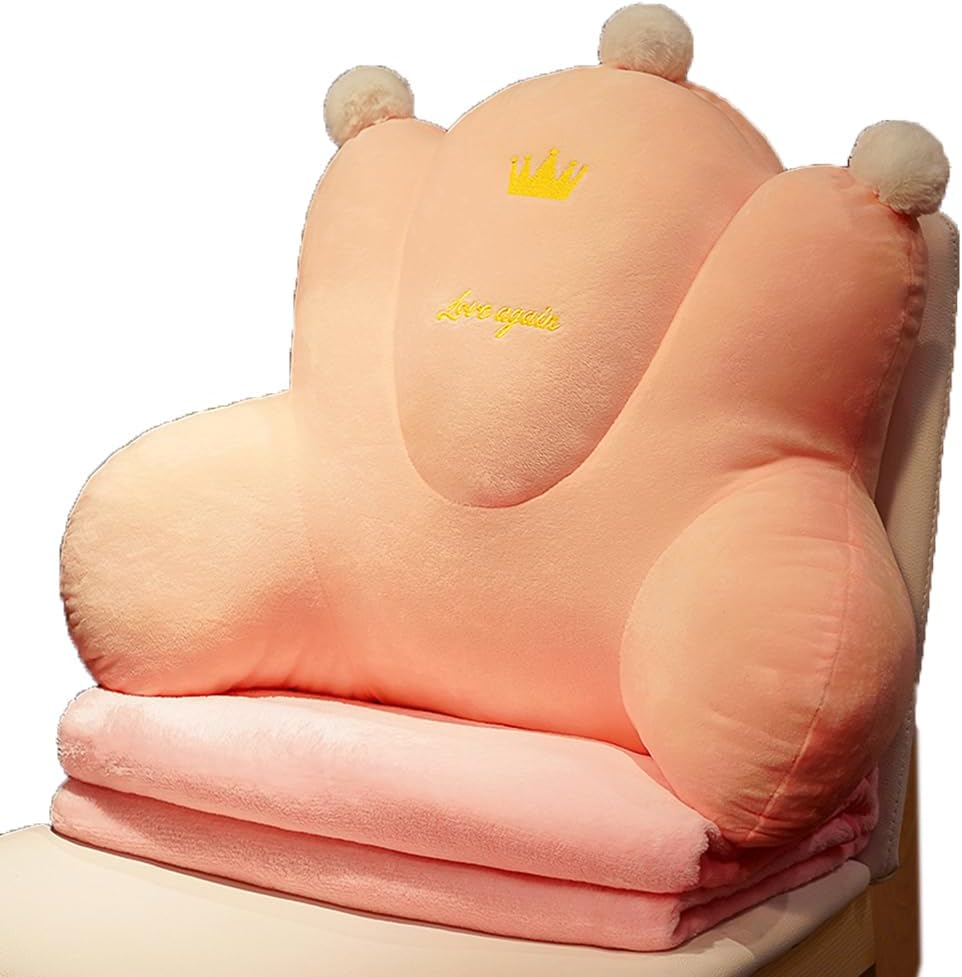Tingting's Dream Office Chair Lumbar Pillow Waist Cushion Soft Plush Sofa Bed Rest Reading Pillow Chair Back Lumbar Support Cushion (Pink Crown)
