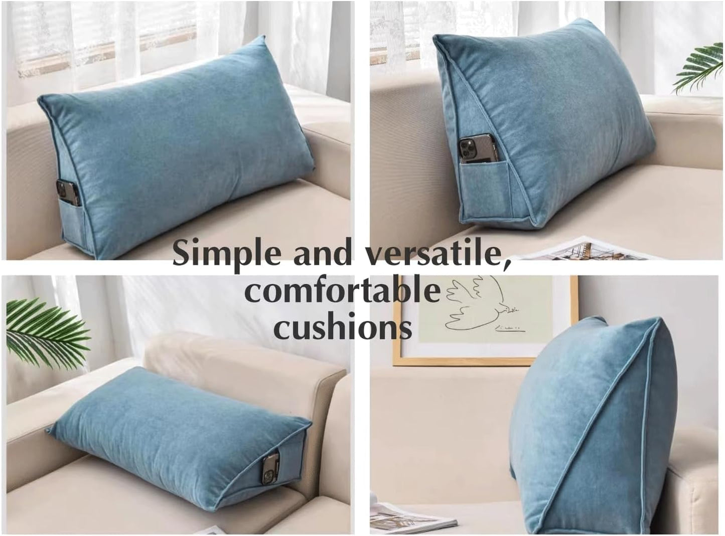 Headboard Pillow for Bed - Soft Colorful Backrest Cushion, Lumbar Support for Daybed, Comfortable Back Pillow for Relaxation and Support (Green 70x35x20cm)