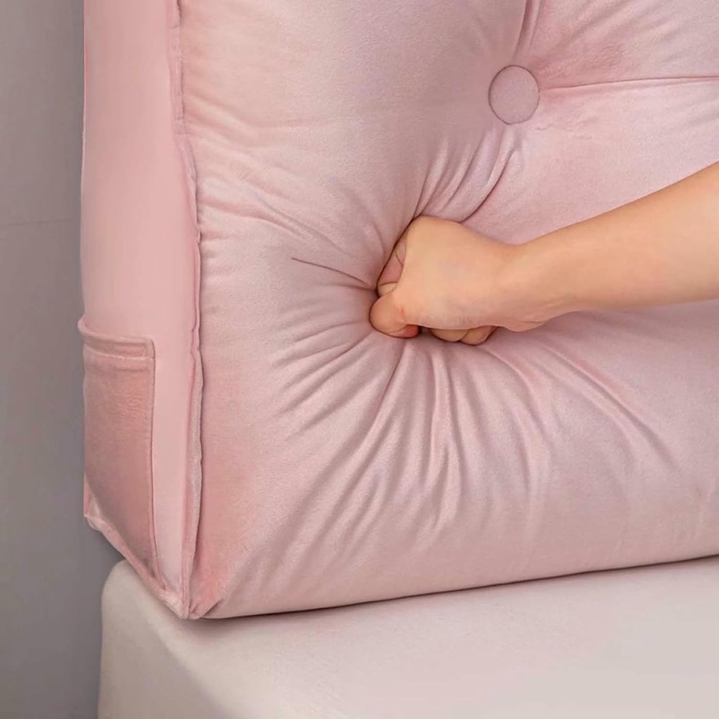 Headboard Bolster Pillow, Bed Rest Reading Pillow Bolster Triangular, Skin-Friendly Fiber Fabric, for Sitting in Bed Backrest Positioning Support