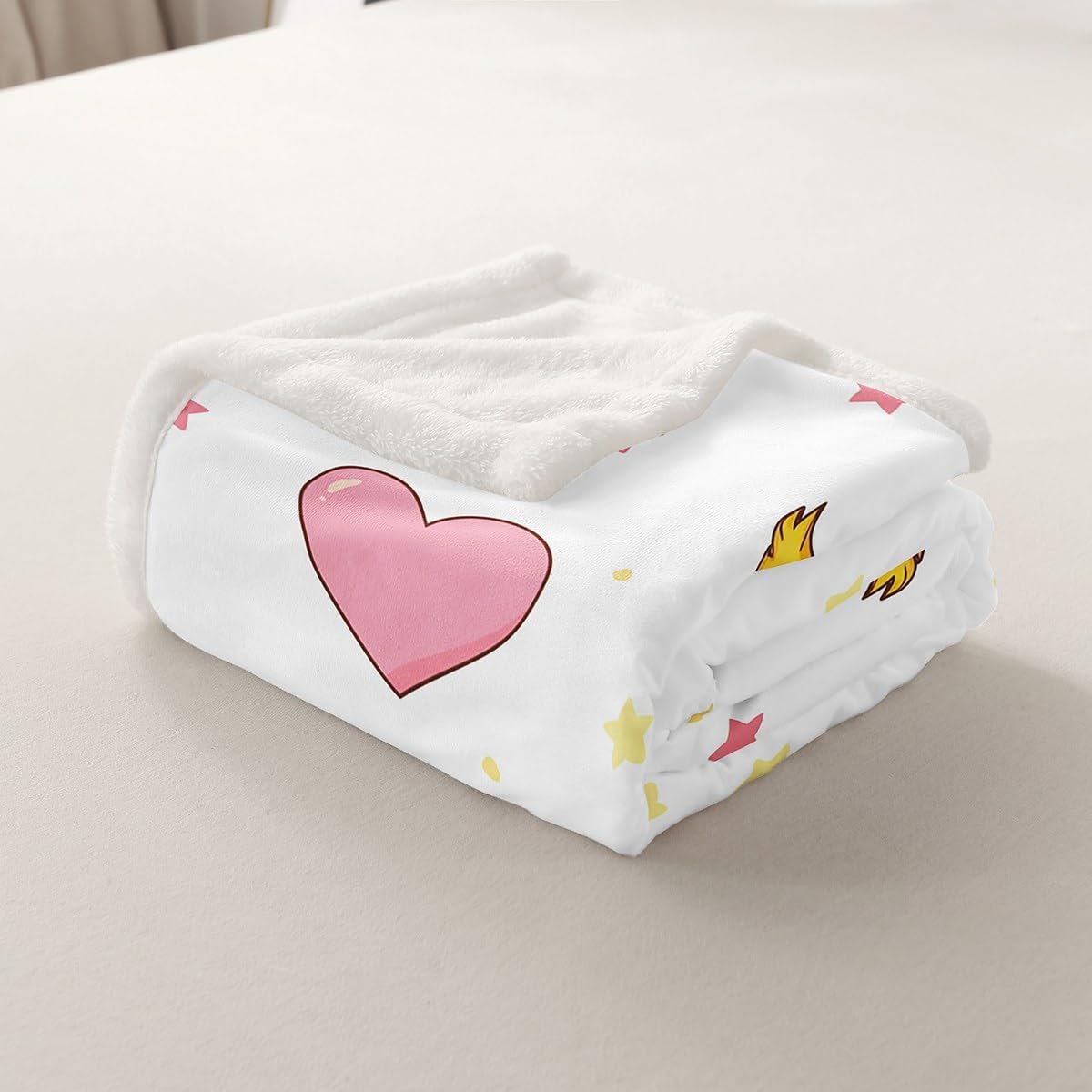 Erosebridal Duck Lover Blanket Funny Duck Animals Throw Blanket Queen for Boys Kids Teens Stars Love Heart Print Fleece Blankets Romantic Cute Themed Sherpa Blankets