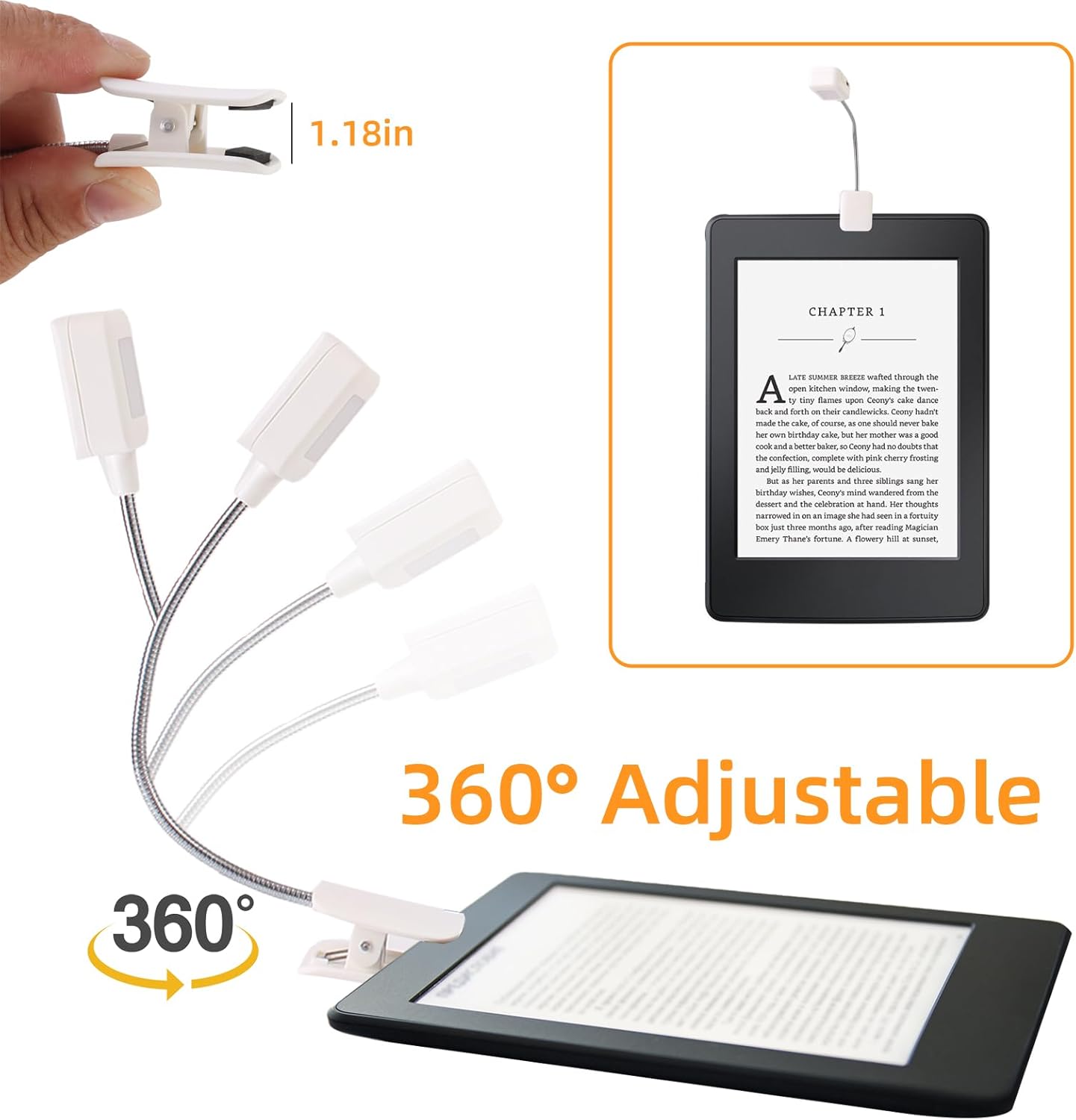 Reading Light Compatible with Kindle,Eye Caring Reading Lint for Kindle,Adjustable Kindle Light Clipped on for Studying or Reading in Bed