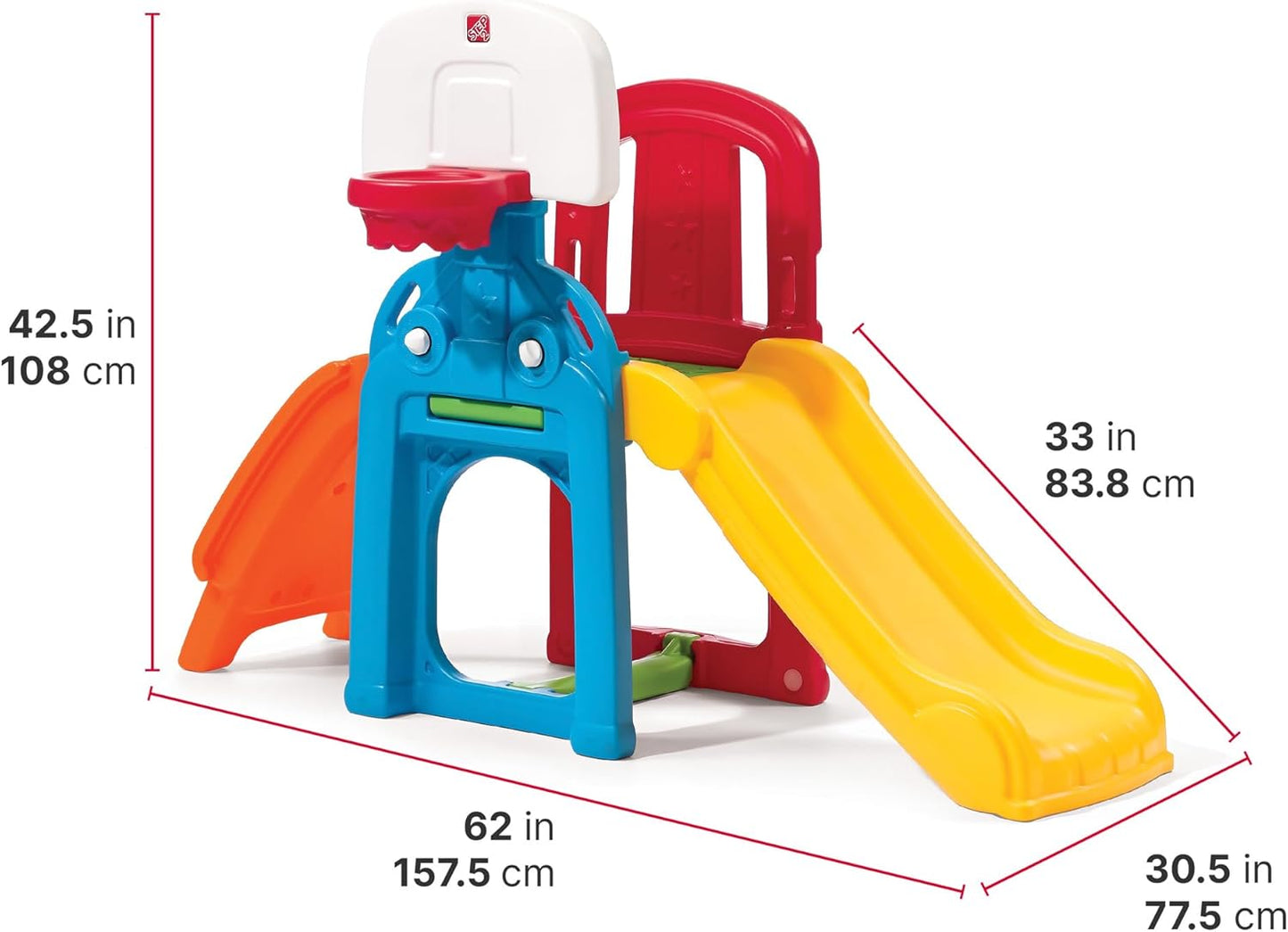 Step2 Game Time Sports Climber, Kids Indoor/Outdoor Playset, Backyard Playground Set, Slide, Climbing Wall, Basketball Hoop, Outside Jungle Gym, For Toddlers 2-6 Years Old