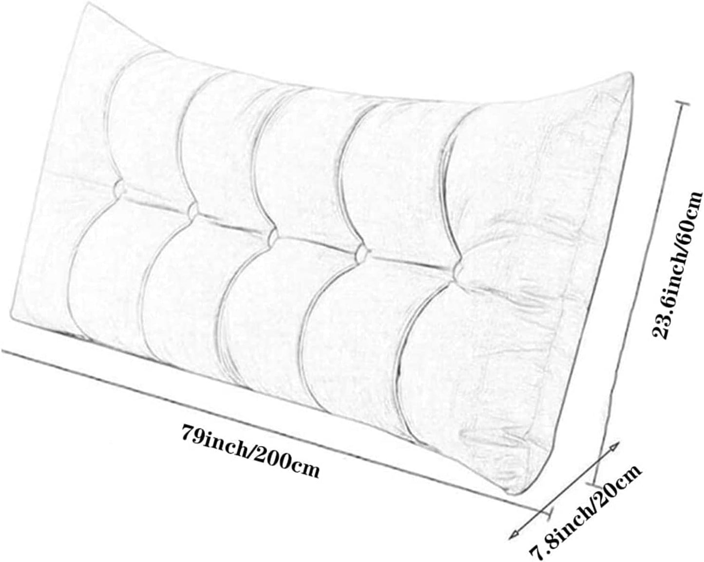 Solid Color Headboard Pillow Removable Reading Pillow, Large Bolster Positioning Support Wedge Pillow for Watching TV,Sofa(Size:200x20x60cm(79x7.8x23.6),Color:Coffee)