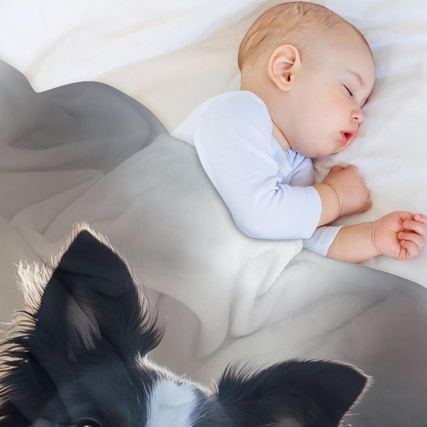 Border Collie Dog Throw Blanket for Couch Bed Plush Cozy Fuzzy Flannel Blanket for All Season 40"x50"