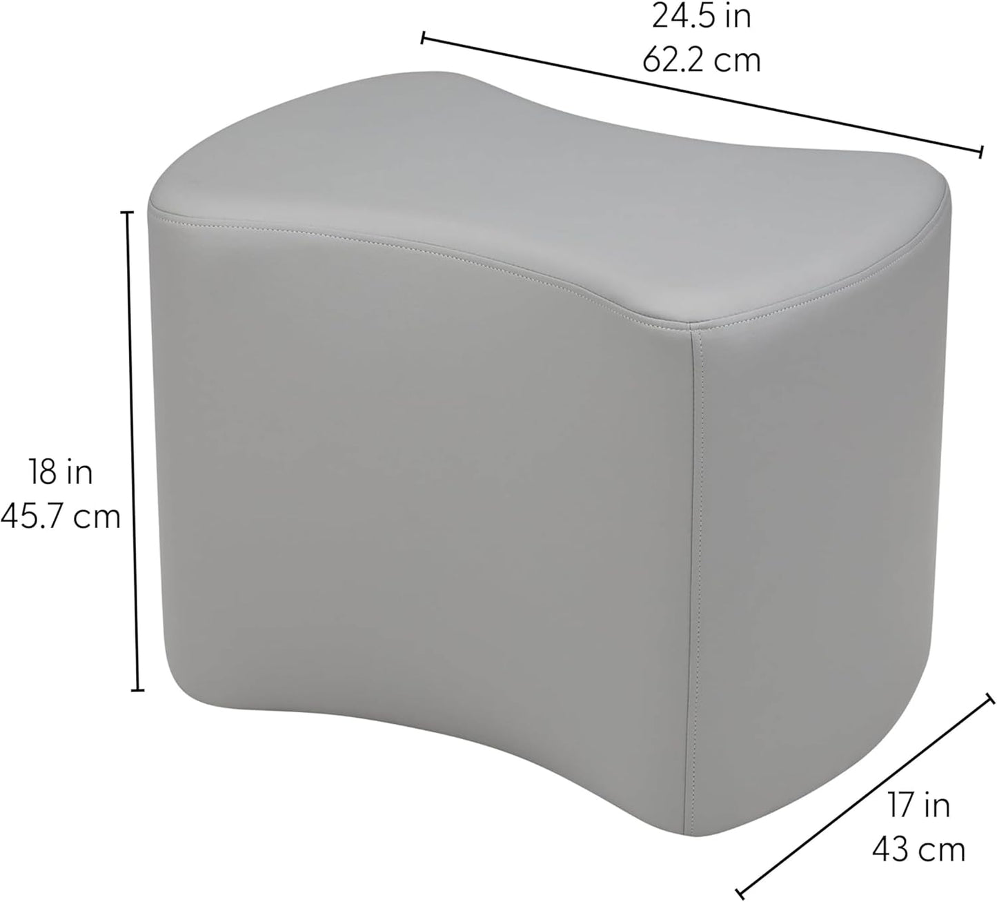 FDP Pro Series Bowtie Accent Ottoman (18" Height) Hand Upholstered Commercial Furniture for Hotel Lobby, Office, Restaurant, Home Collaborative and Configurable Seating - Sky Blue Crosshatch