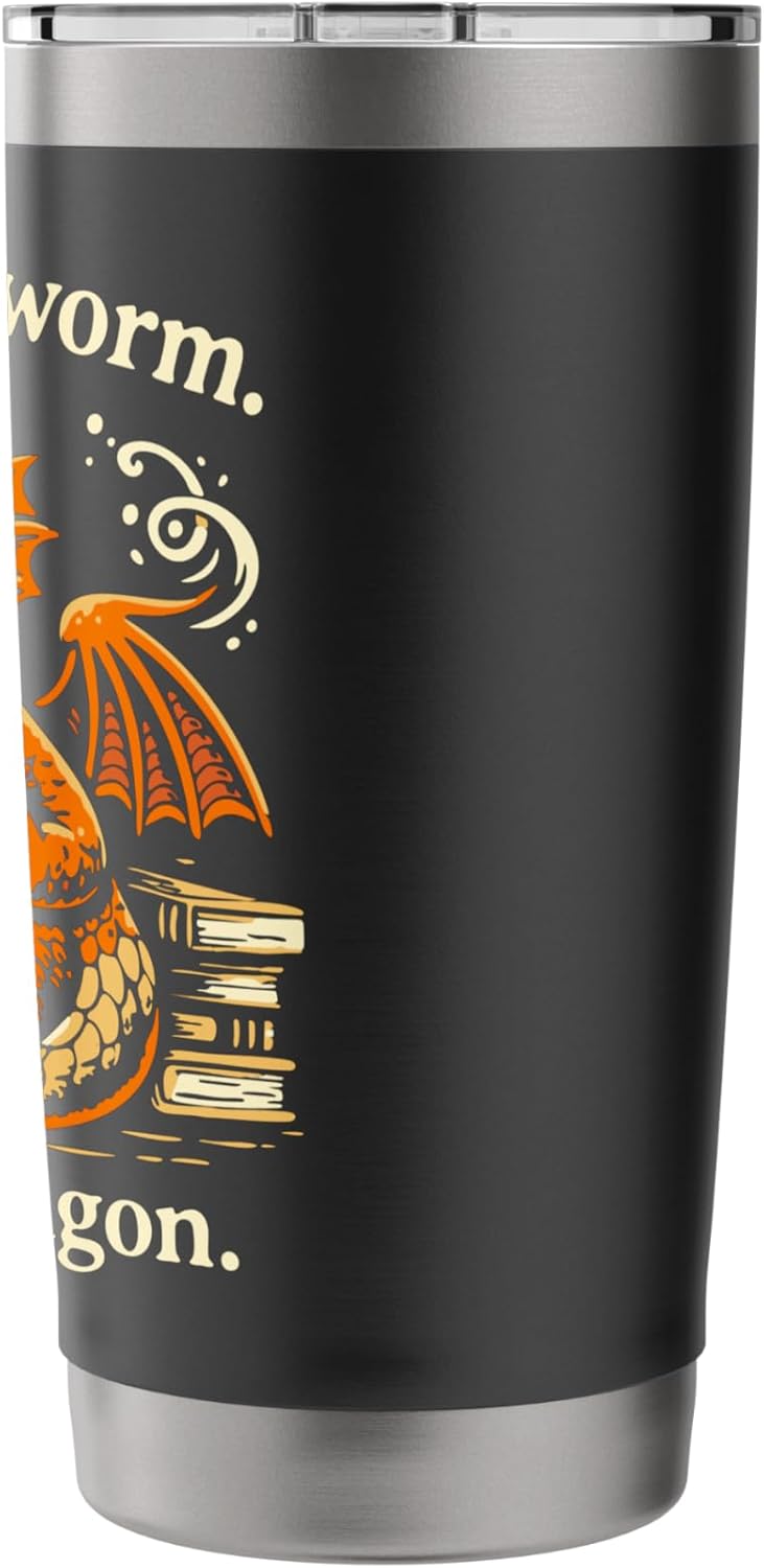Not a Bookworm, A Book Dragon, Reading Coffee Lover, Fantasy Stainless Steel Insulated Tumbler