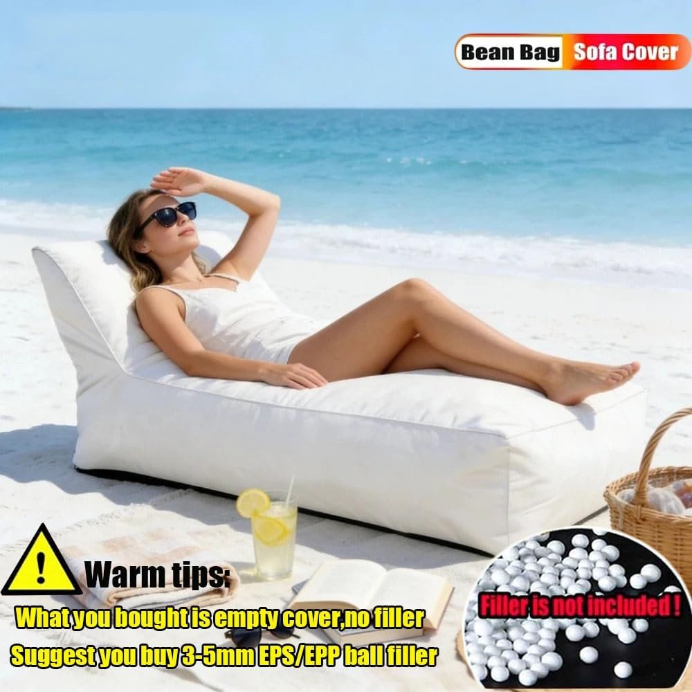 Waterproof Bean Bag Chair Cover（No Fillers） Outdoor Oxford Bean Bag Garden Beach Swimming Pool Floating Beanbag Pouf Chair Oxford Lounger Cover Swim Pool Float Sofa Bed Pouf(Navy Blue)