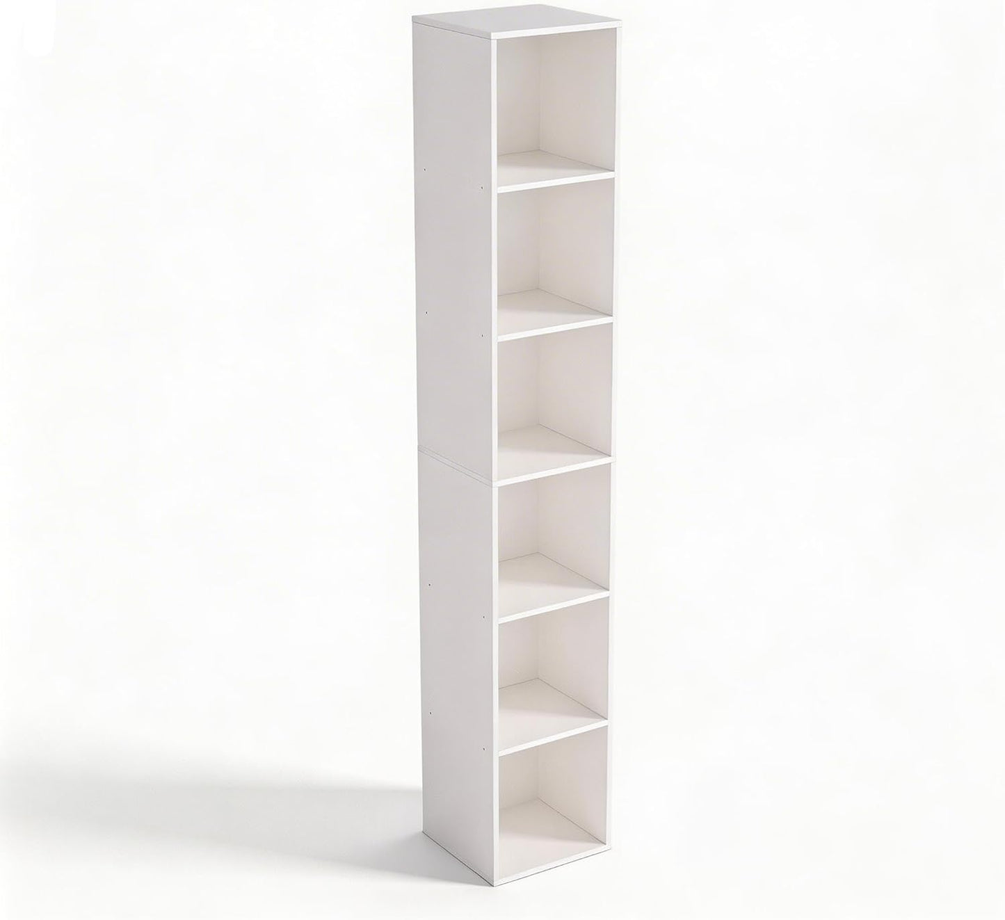 6 Cube Storage Organizer, 6 Tier Cube Low Bookcase Freestanding Storage Display Organizer, Six-Cubes Open Shelf Bookshelf for Home Office (White, 6-Cube)