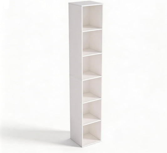 6 Cube Storage Organizer, 6 Tier Cube Low Bookcase Freestanding Storage Display Organizer, Six-Cubes Open Shelf Bookshelf for Home Office (White, 6-Cube)
