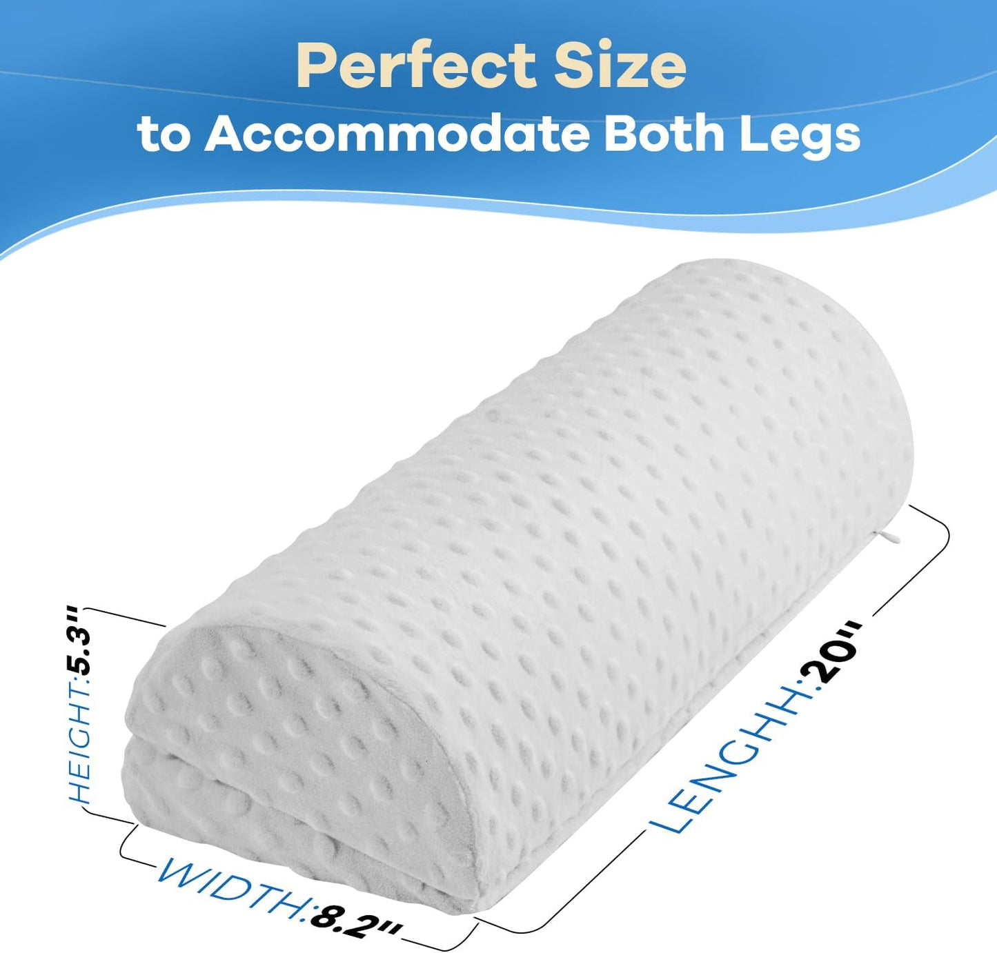 Half Moon Leg Bolster for Back Sleeping- Adjustable Height Under Knee Pillow for Ankles- Pure Memory Foam Leg Pillow for Sleeping on The Bed- Bubble