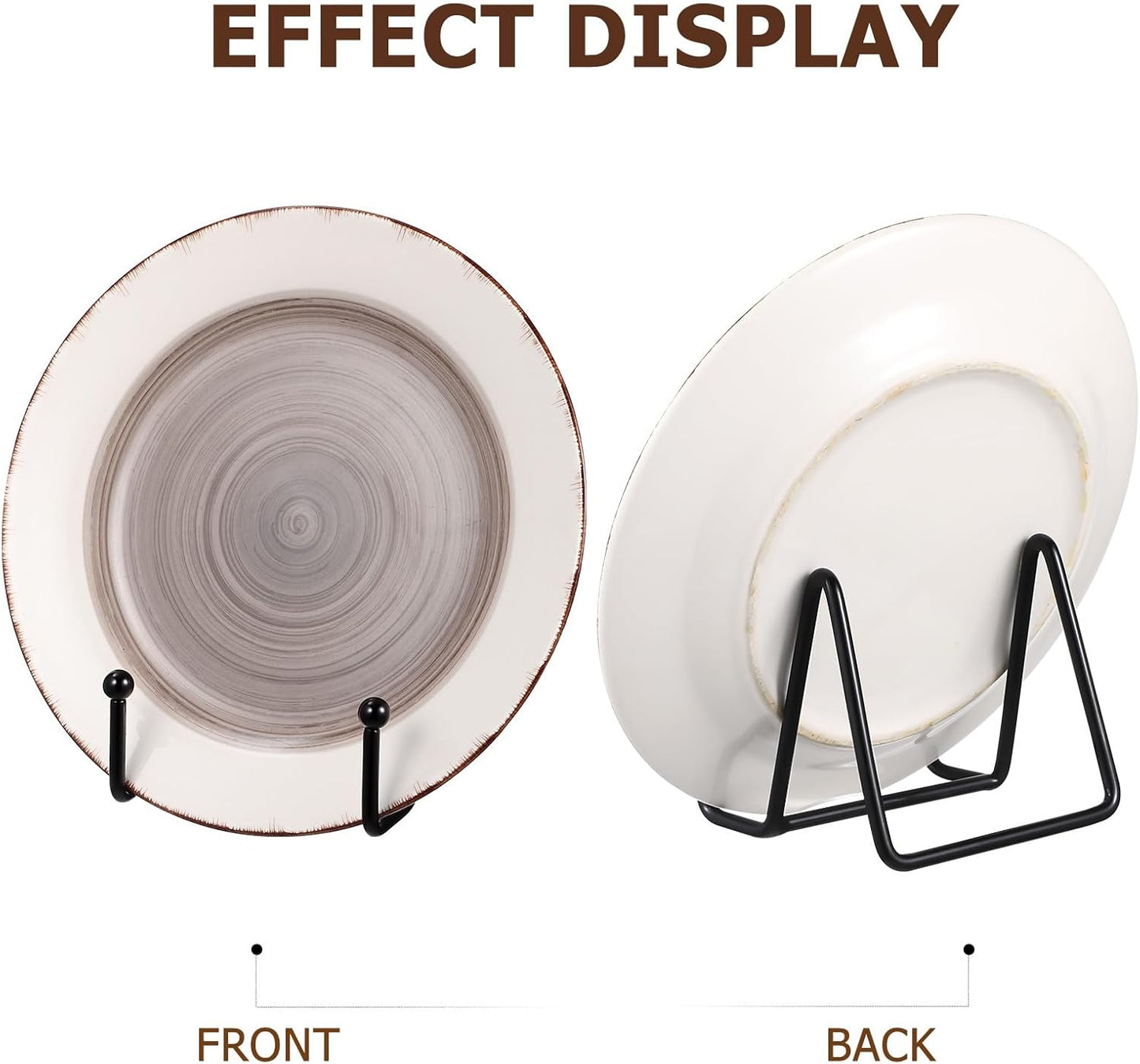 FAVOMOTO 4 Pcs Metal Plate Display Stands Plate Holder Photo Rack Dish Holder for Tabletop Art Books Showcase
