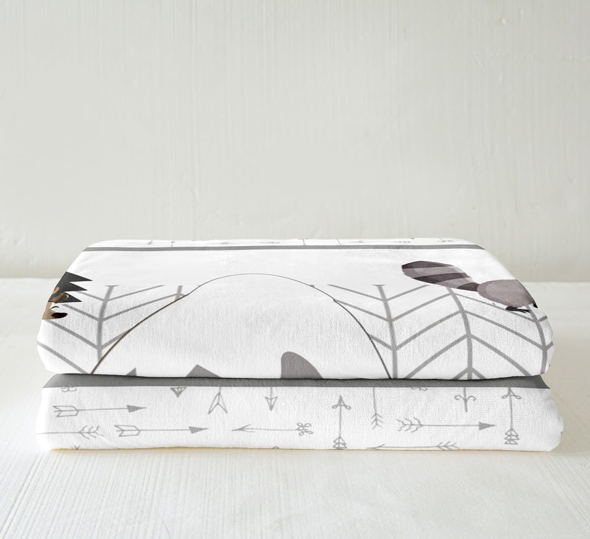 Cute Fox Bear Deer Bed Blanket Kawaii Animals Throw Blanket Lightweight Soft Cozy Luxury Mountains Trees Fleece Blanket White Gray Flannel Blanket for Sofa Bedroom Travel All Season(Twin 60"x80")