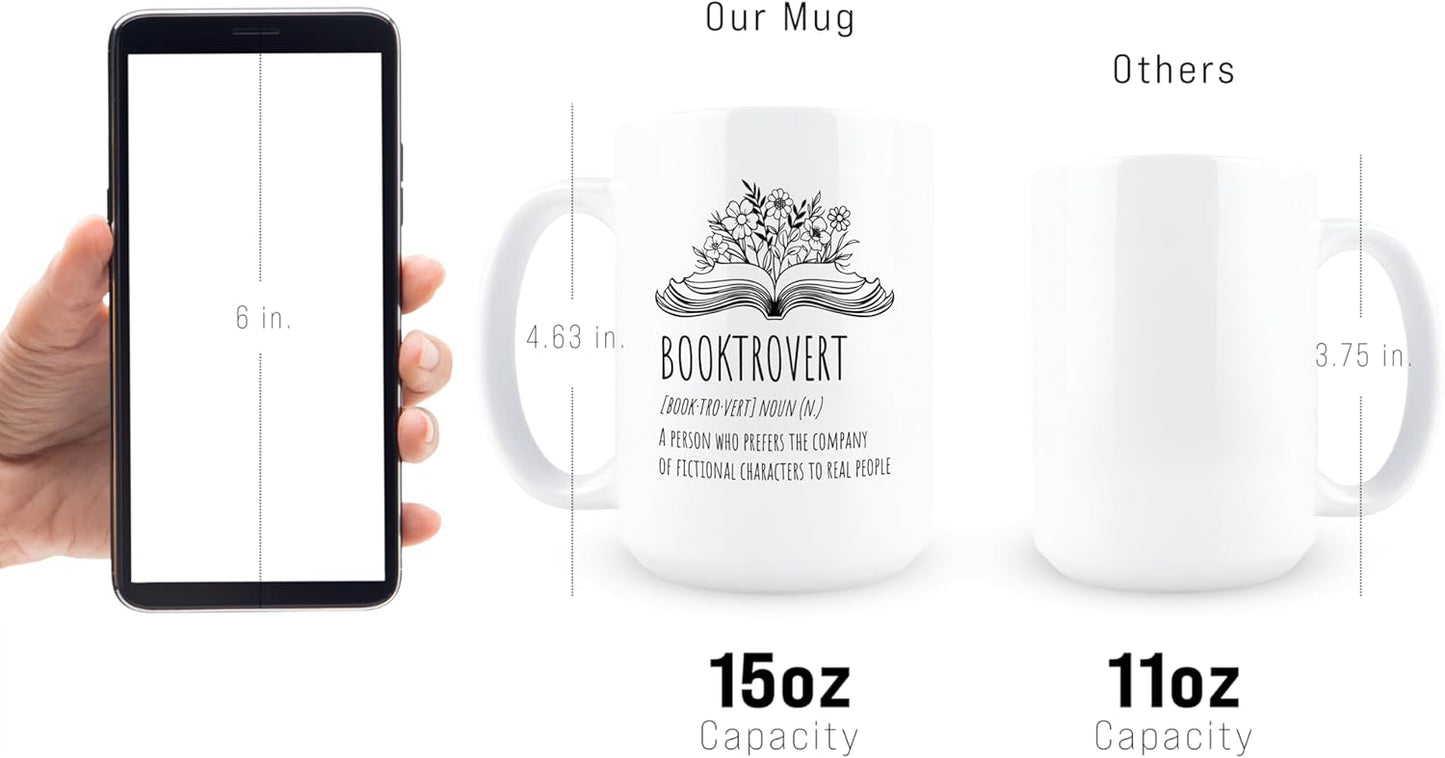Hogg Booktrovert Mug, 15 oz Ceramic Funny Coffee Cup, Booktrovert Coffee Mug, Book Lover Gifts, Introvert Gifts